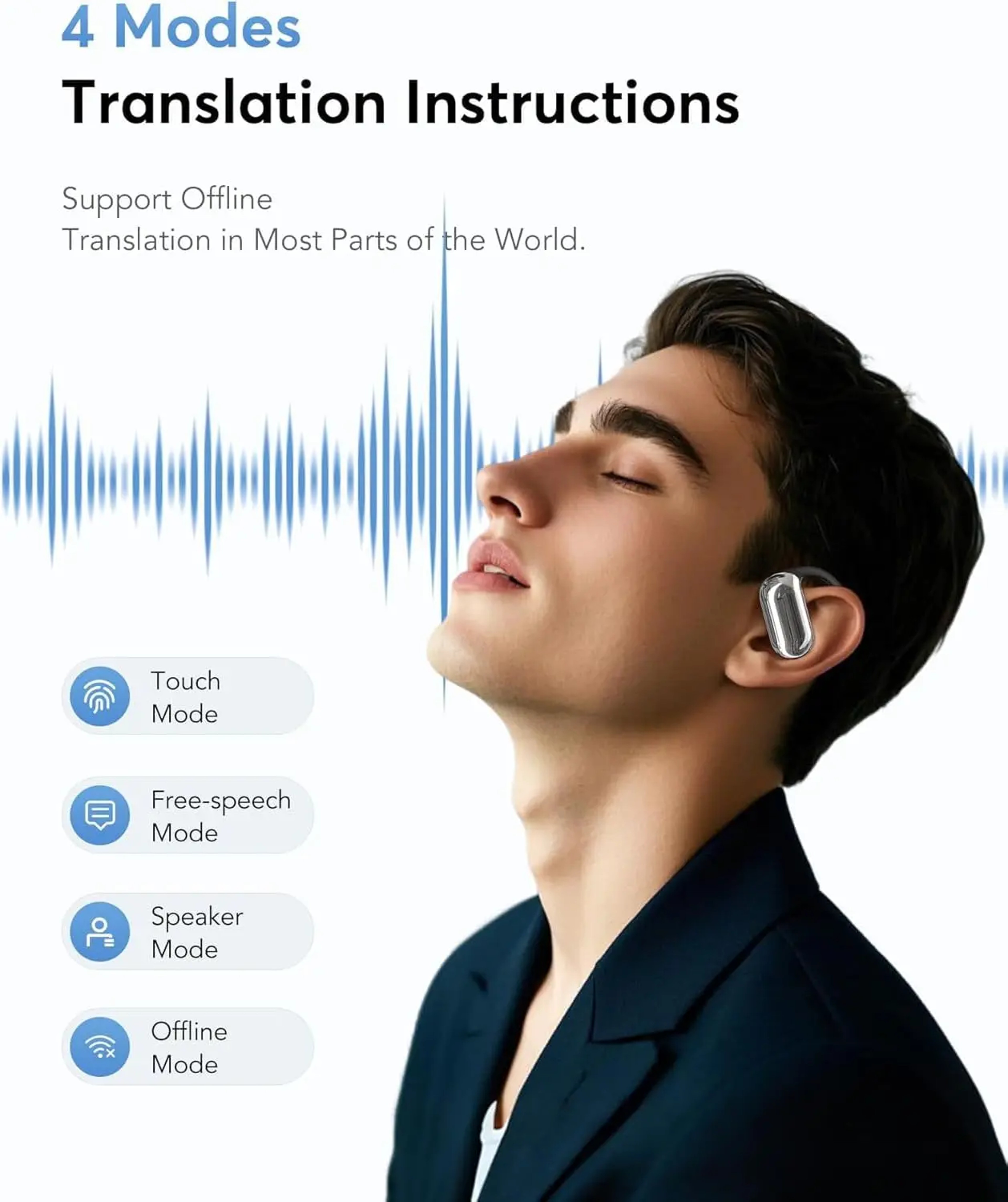 AI Translator Earbuds Real Time Language Translator Headphones With Languages For Travel  Business 3
