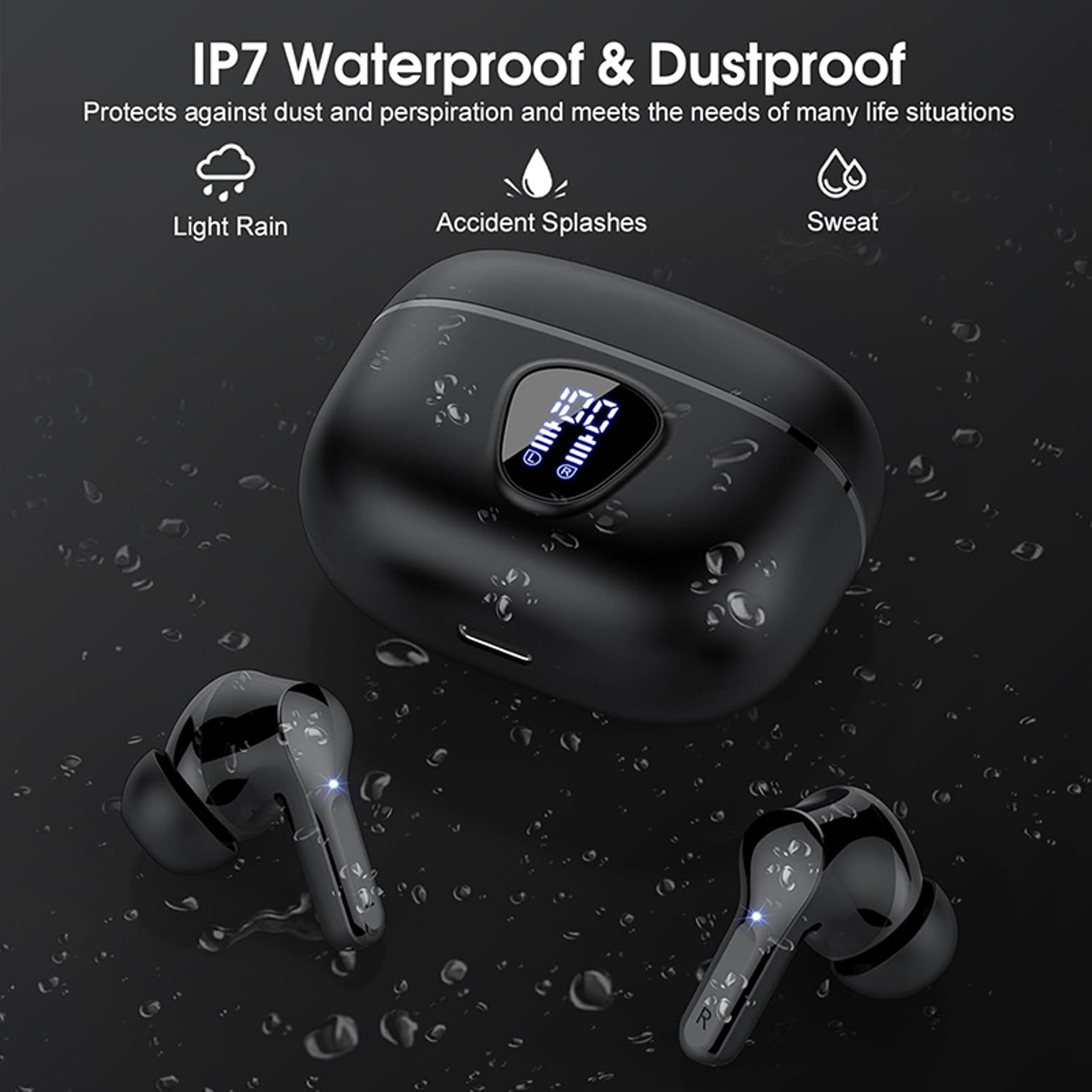Bluetooth Wireless Earbuds with Noise Cancelling, Playtime & Waterproof – view 2