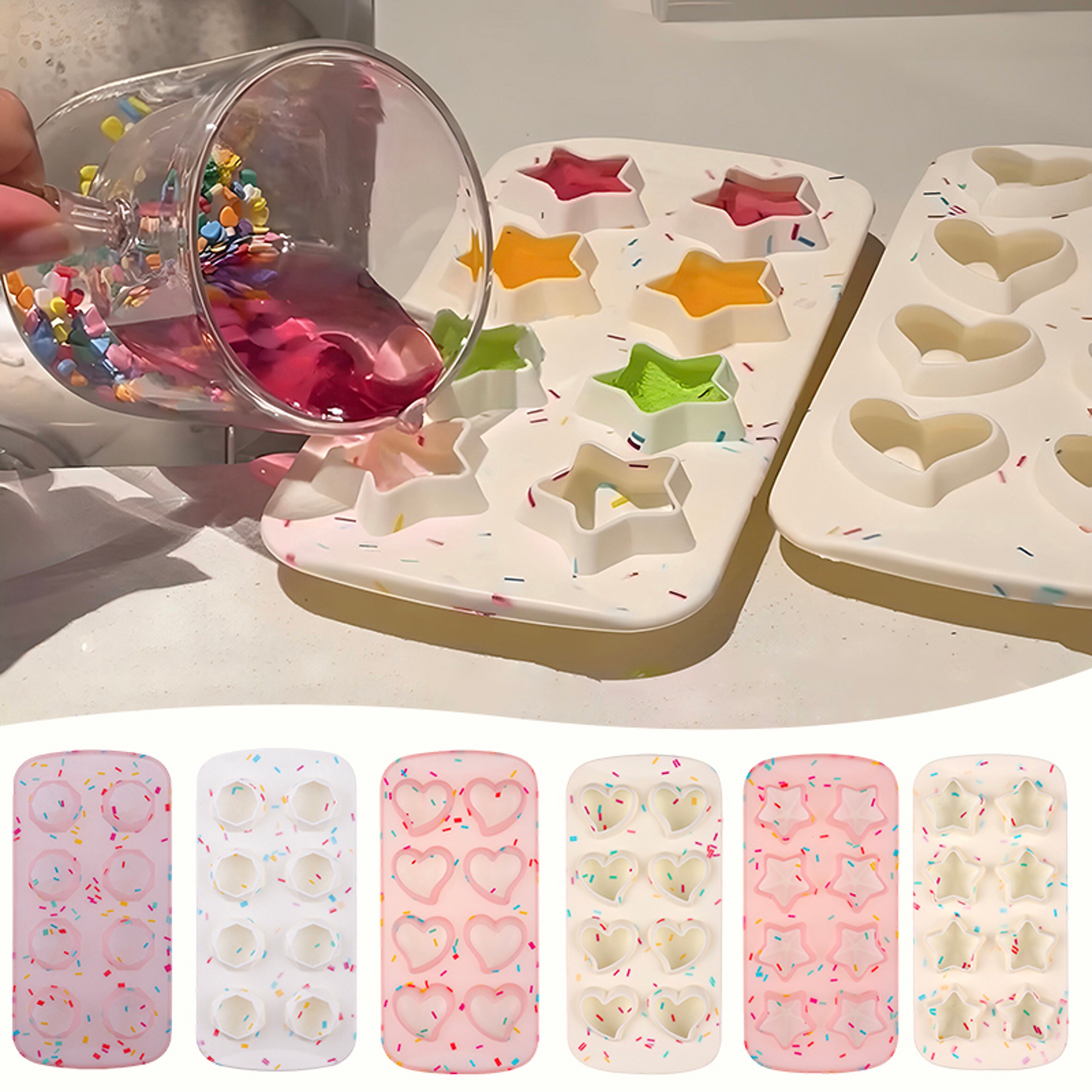 Heart  Star Silicone Ice Cube Tray For Cocktails Coffee  Creative Frozen Treats 2