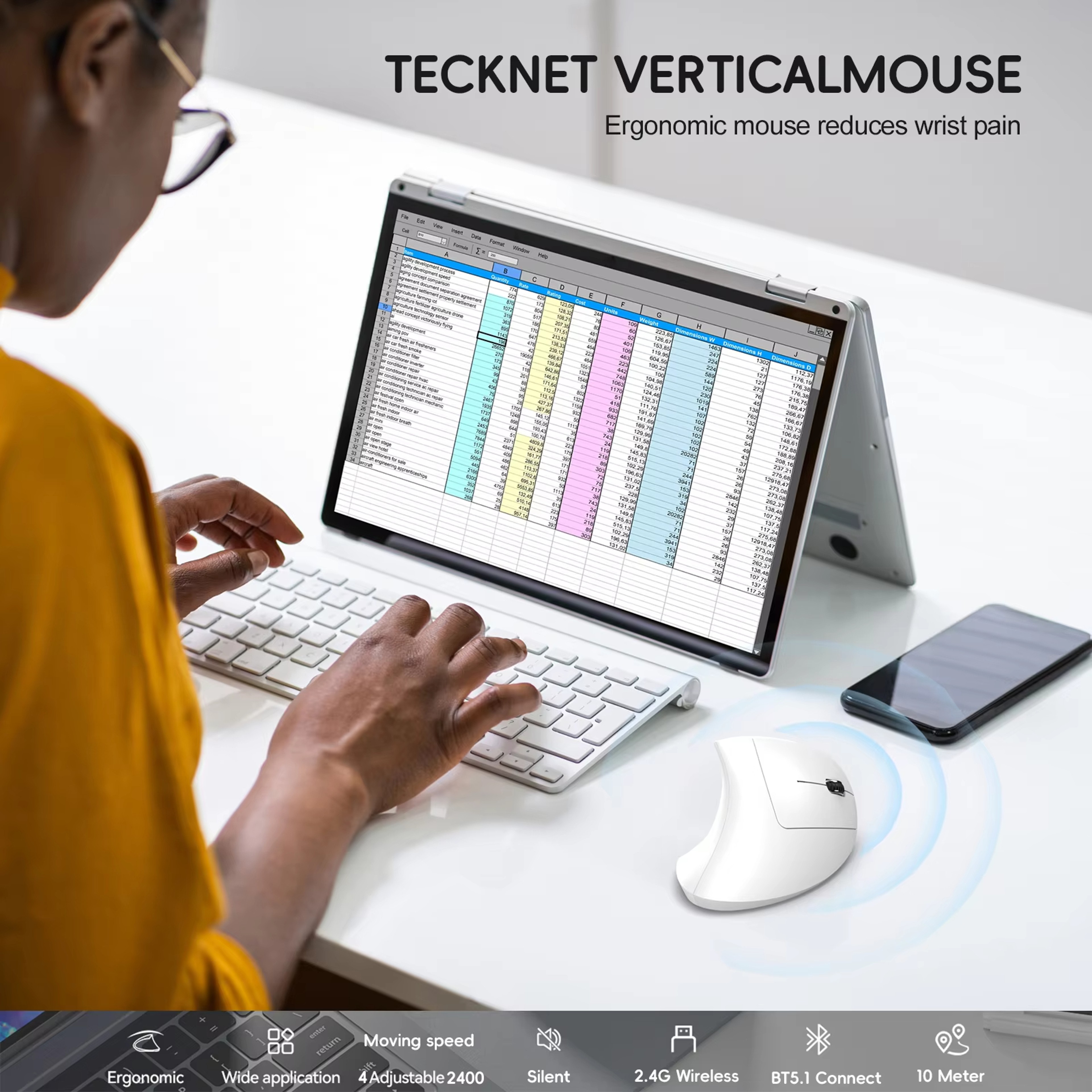 Vertical Ergonomic Gaming Mouse Wireless Rechargeable Optical Mouse For PC  Laptop 5