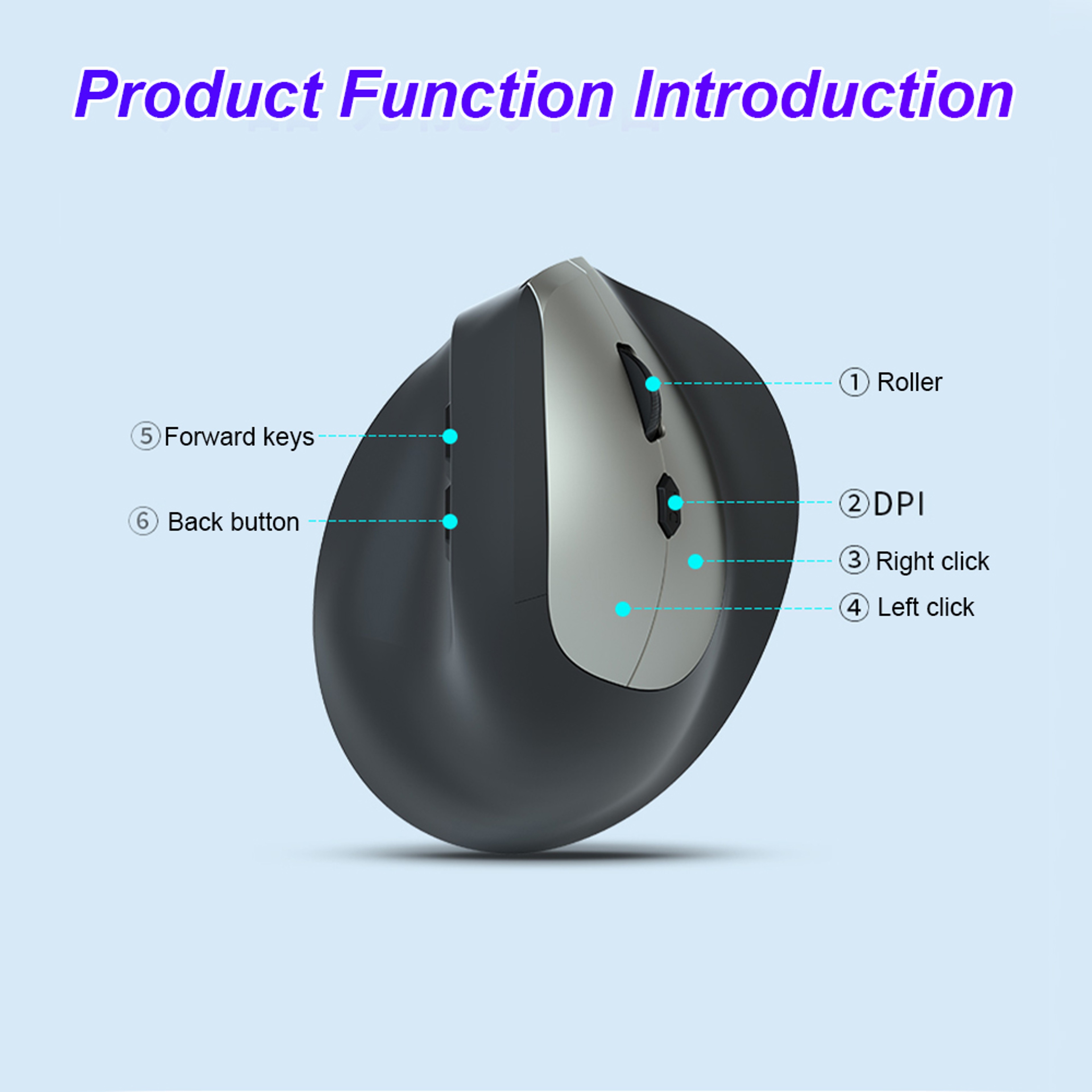 Ergonomic Vertical Mouse Wireless Bluetooth Rechargeable Mouse With Adjustable DPI 6