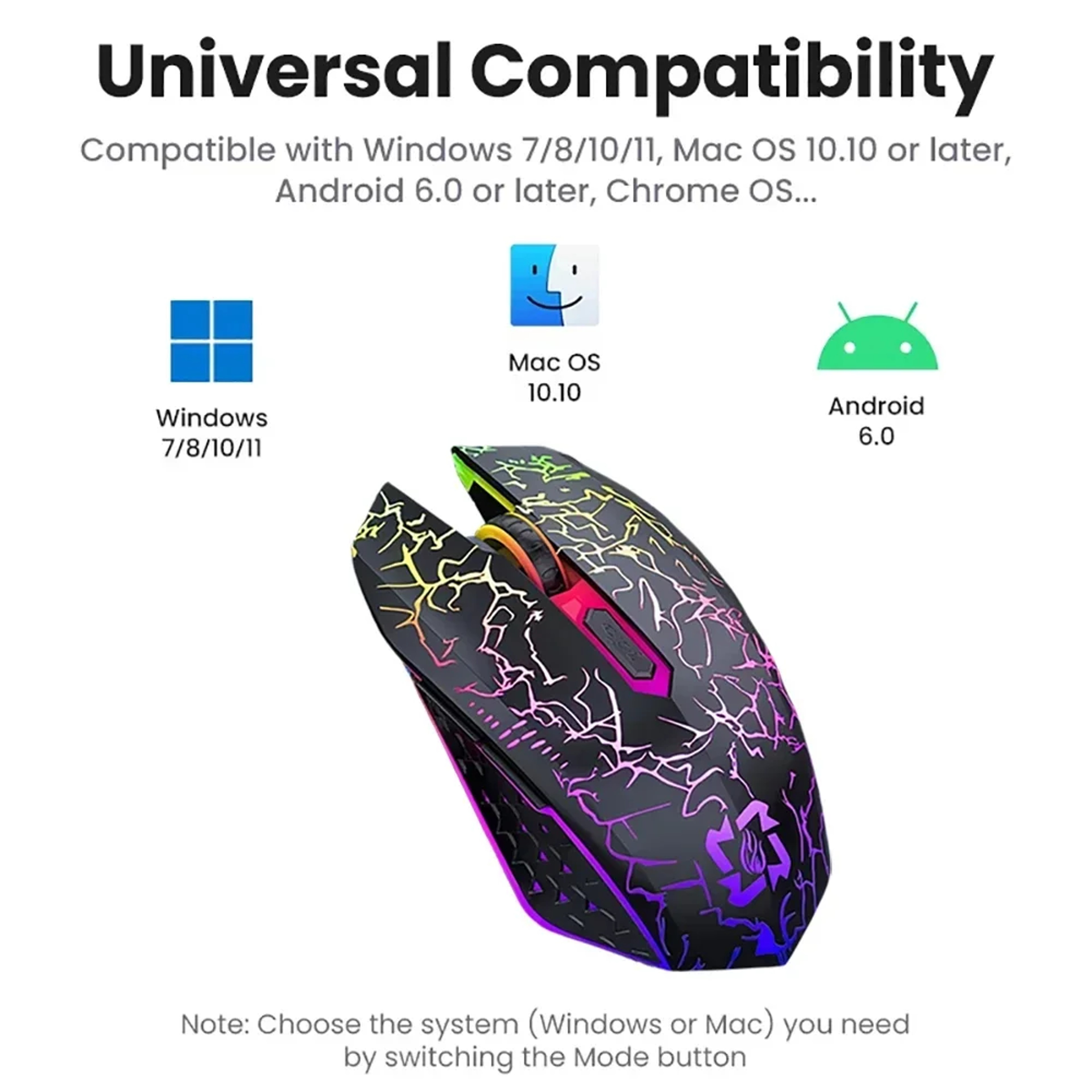 Dual Mode Wireless Bluetooth Mouse With Silent Click RGB Lighting  Buttons For Laptop Mac  PC 6