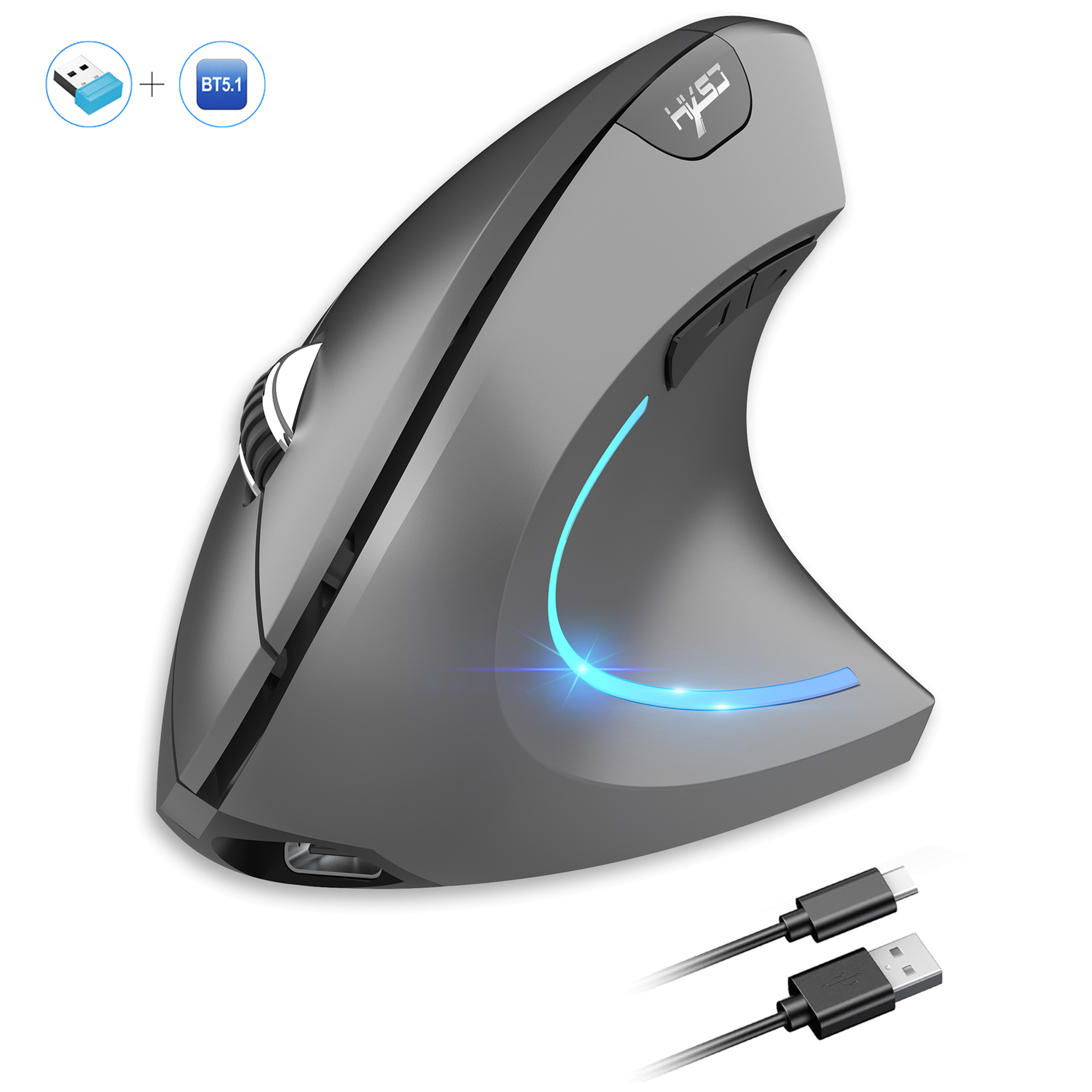 Ergo Glide Wireless Vertical Mouse Bluetooth Rechargeable Silent Ergonomic Mouse For Laptop  Office 8