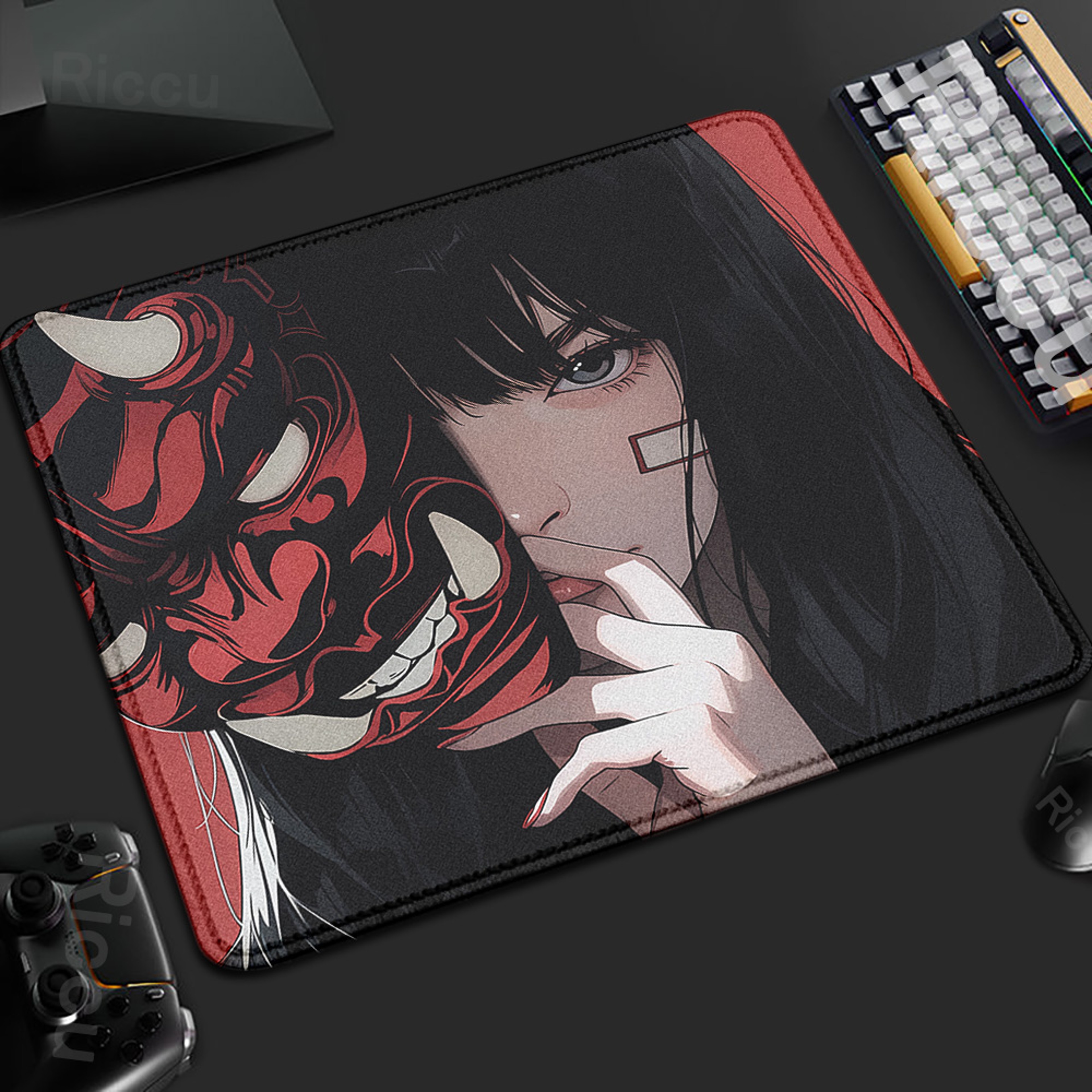 Oni Anime Mouse Pad Large Gaming Desk Mat With Non Slip Base And Stitched Edges 3