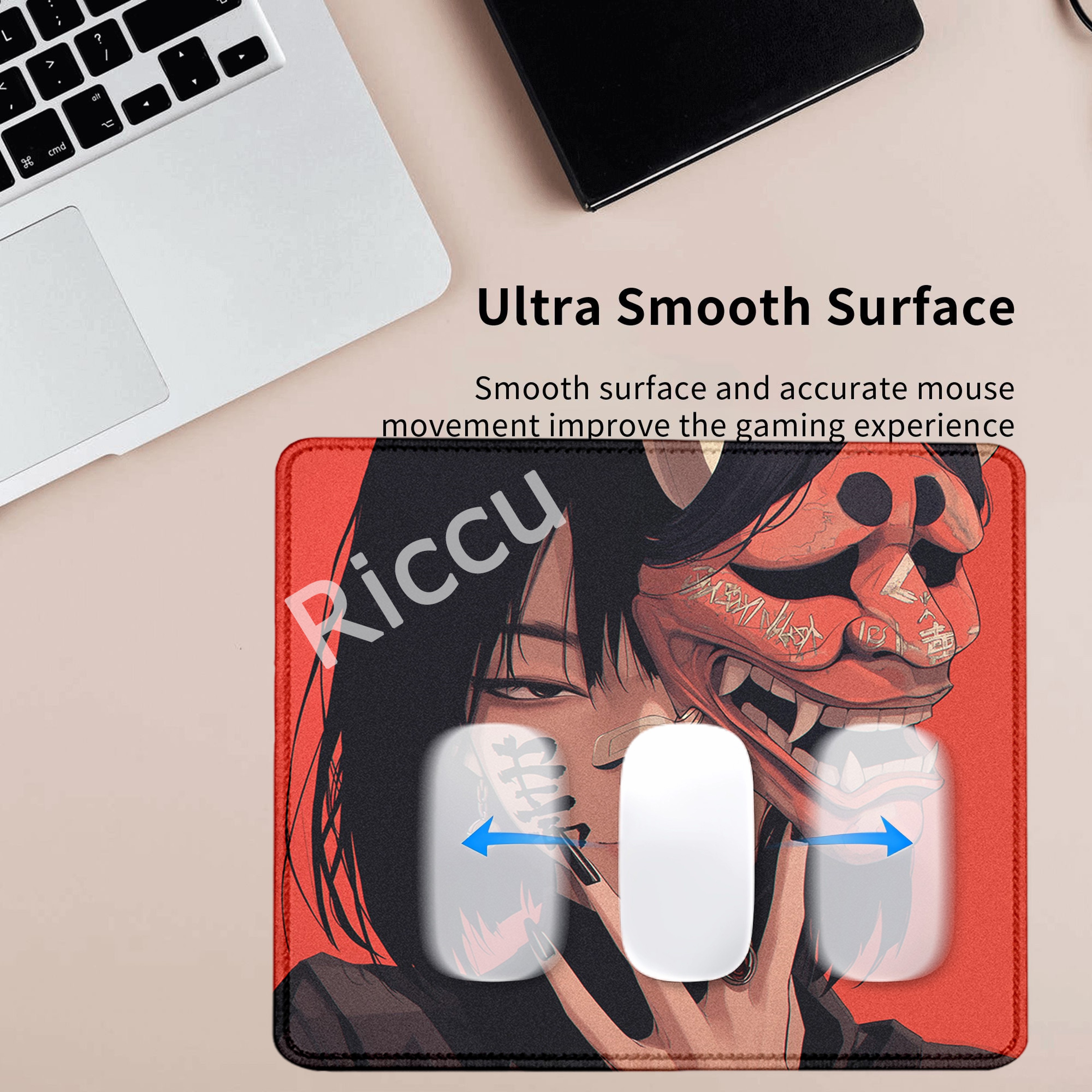 Oni Anime Mouse Pad Large Gaming Desk Mat With Non Slip Base And Stitched Edges 2