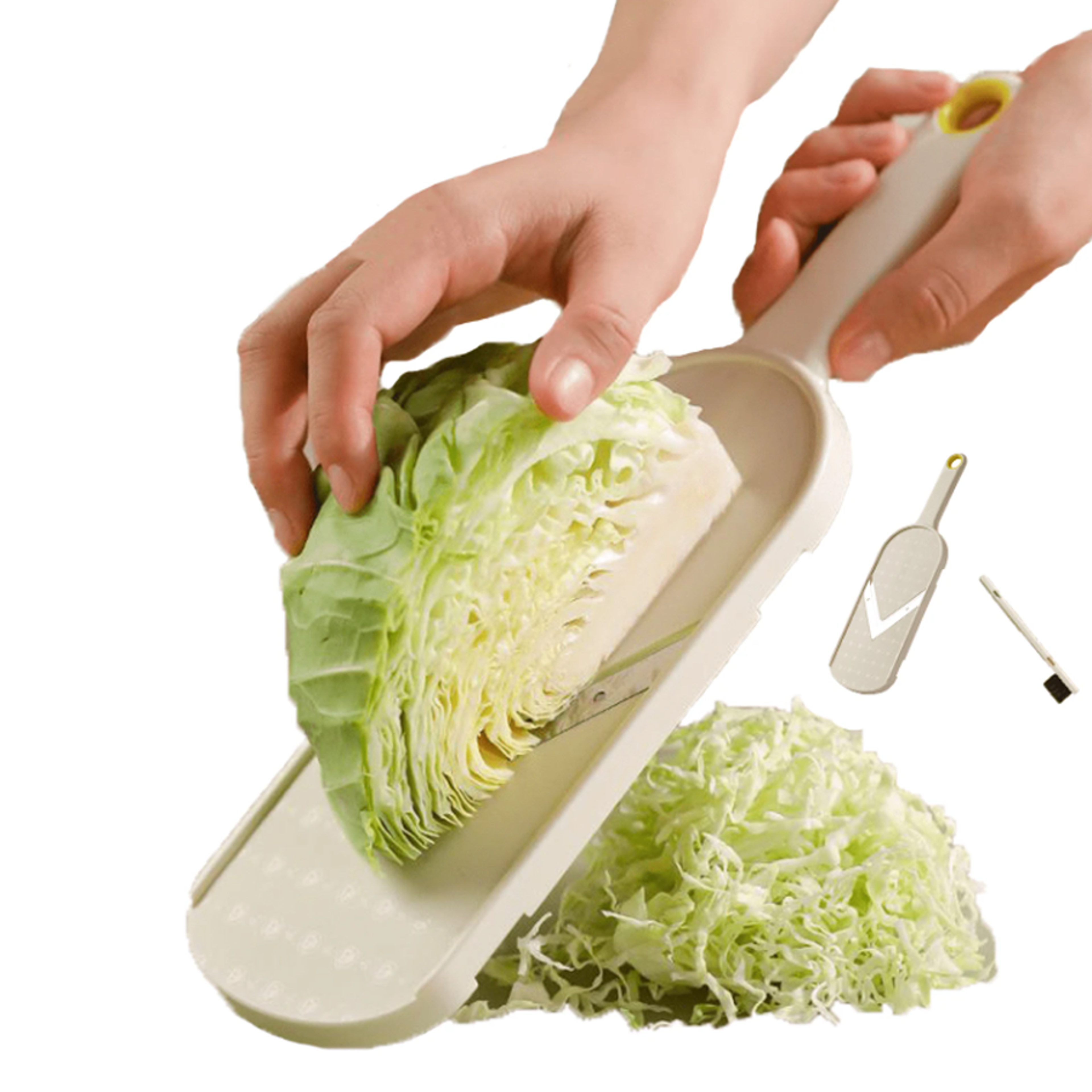 Fresh Slice Vegetable Shredder Handheld Mandoline Slicer With Stainless Steel Blade  Cleaning Brush 1