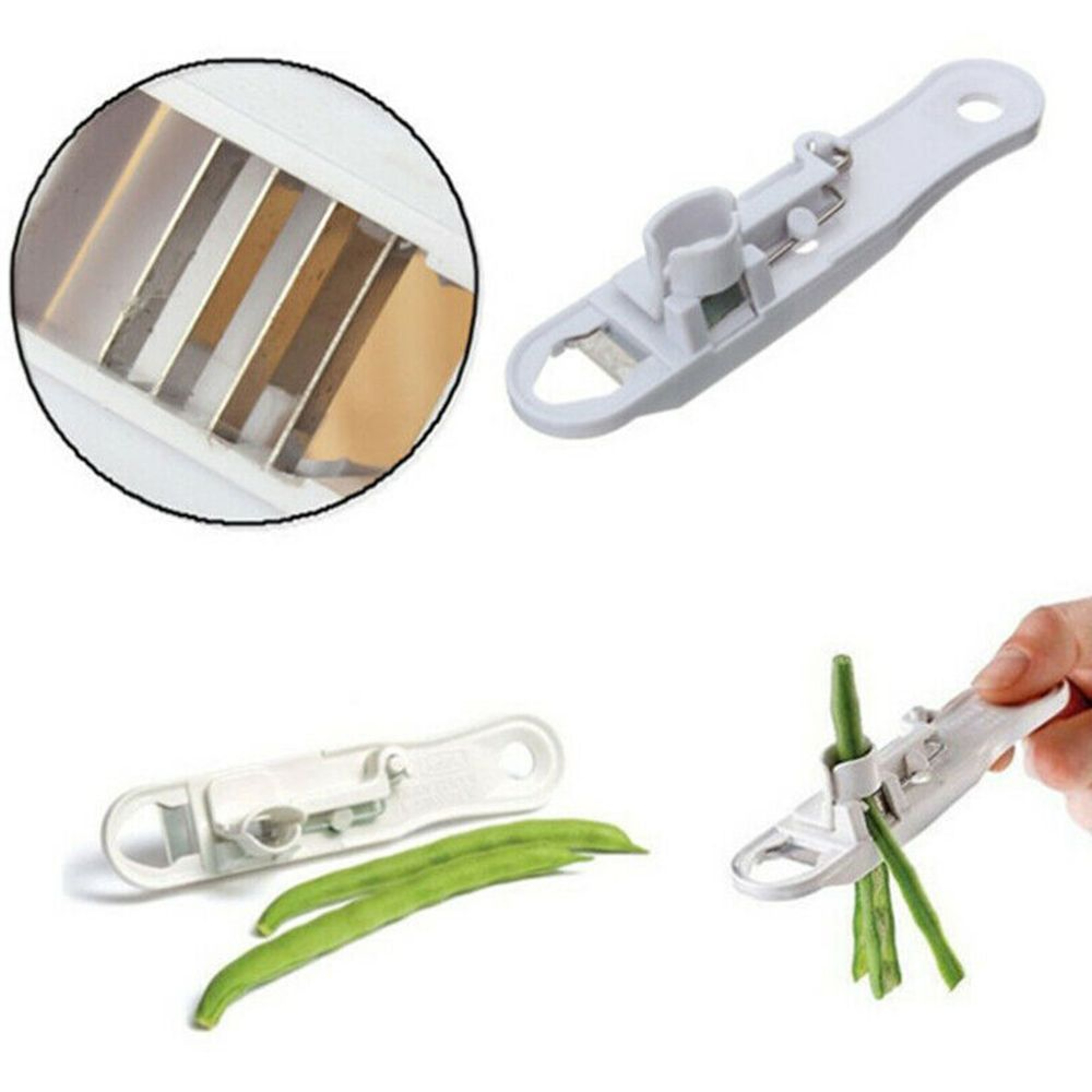 Runner Bean Slicer  String Remover Easy Green Bean Slicer Kitchen Prep Tool 3