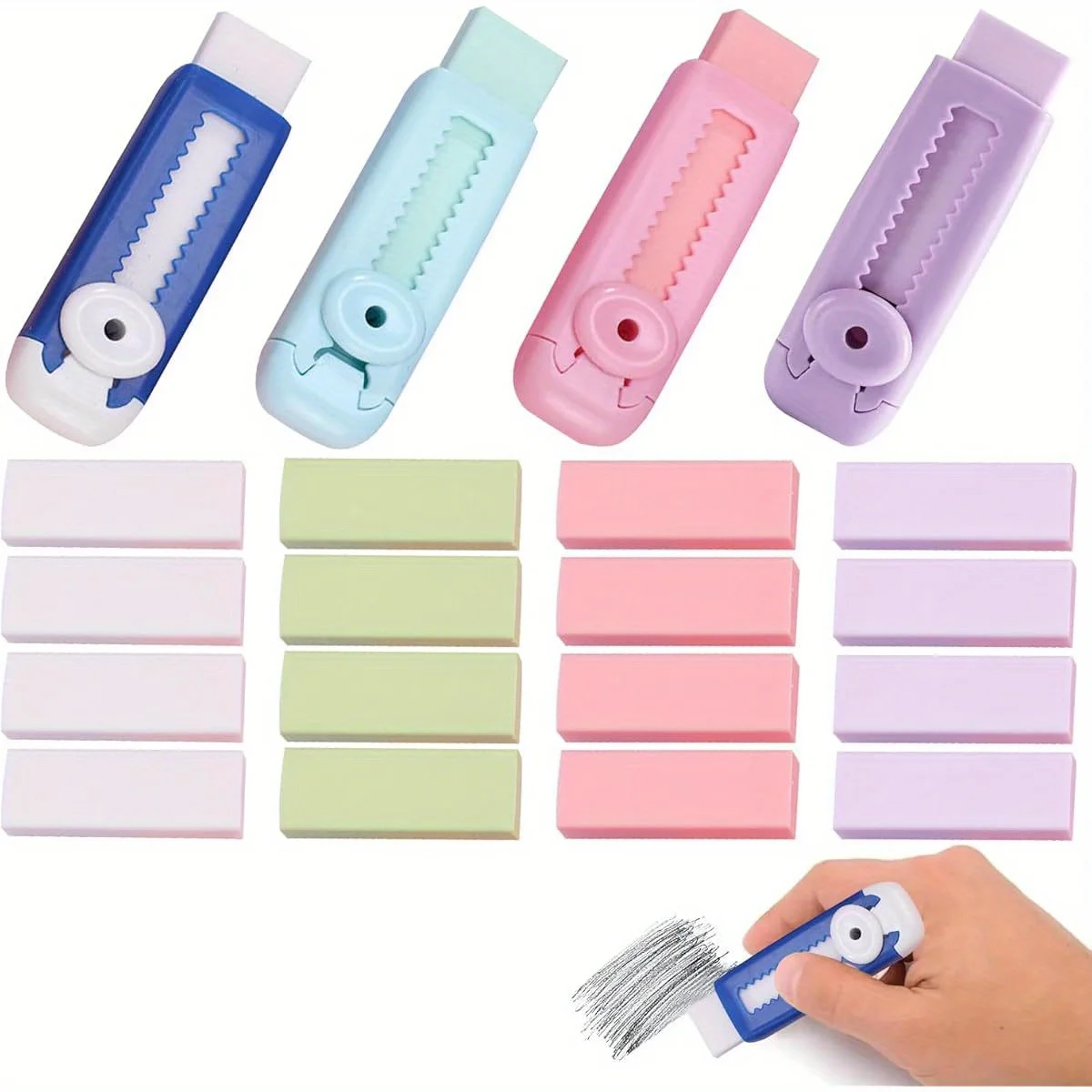 Adjustable Pencil Eraser Set Back To School Backpack Soft PVC Retractable Erasers For Students 1