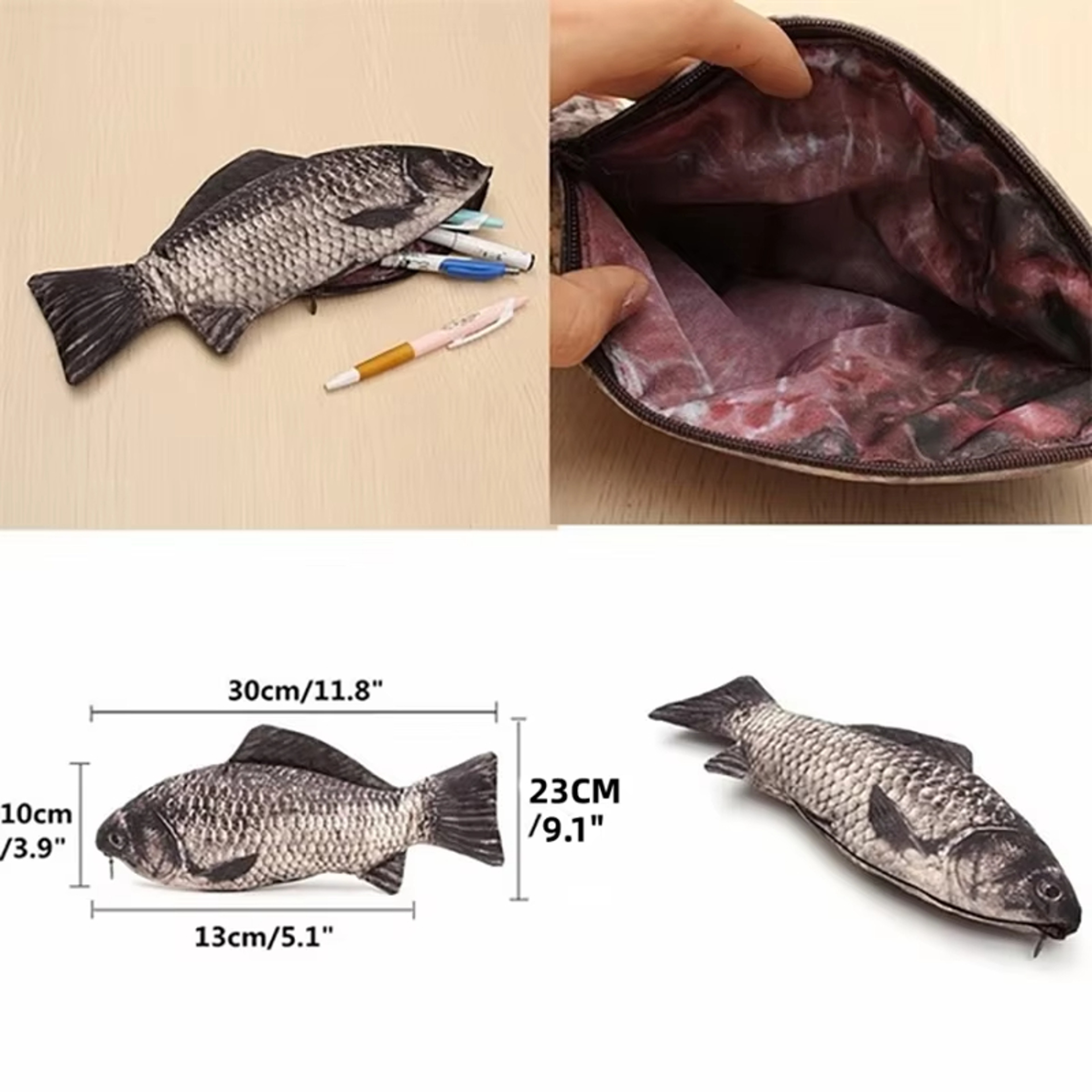 Funny Carp Fish Pencil Case with Zipper for School Supplies, back to school backpack Essentials – view 5