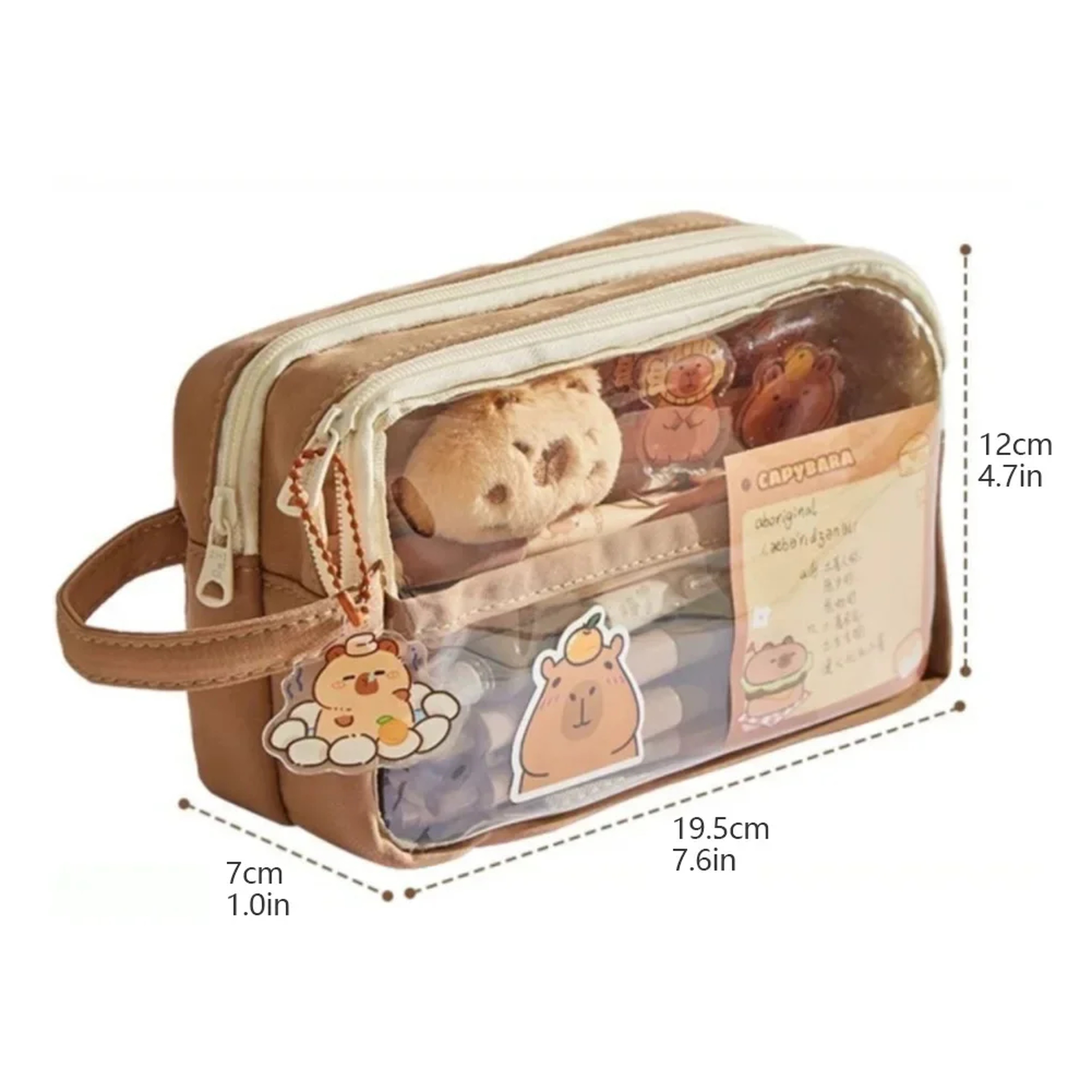 Capybara Clear Pencil Case With Memo Pad  Pins For Back To School Backpack Organization 5