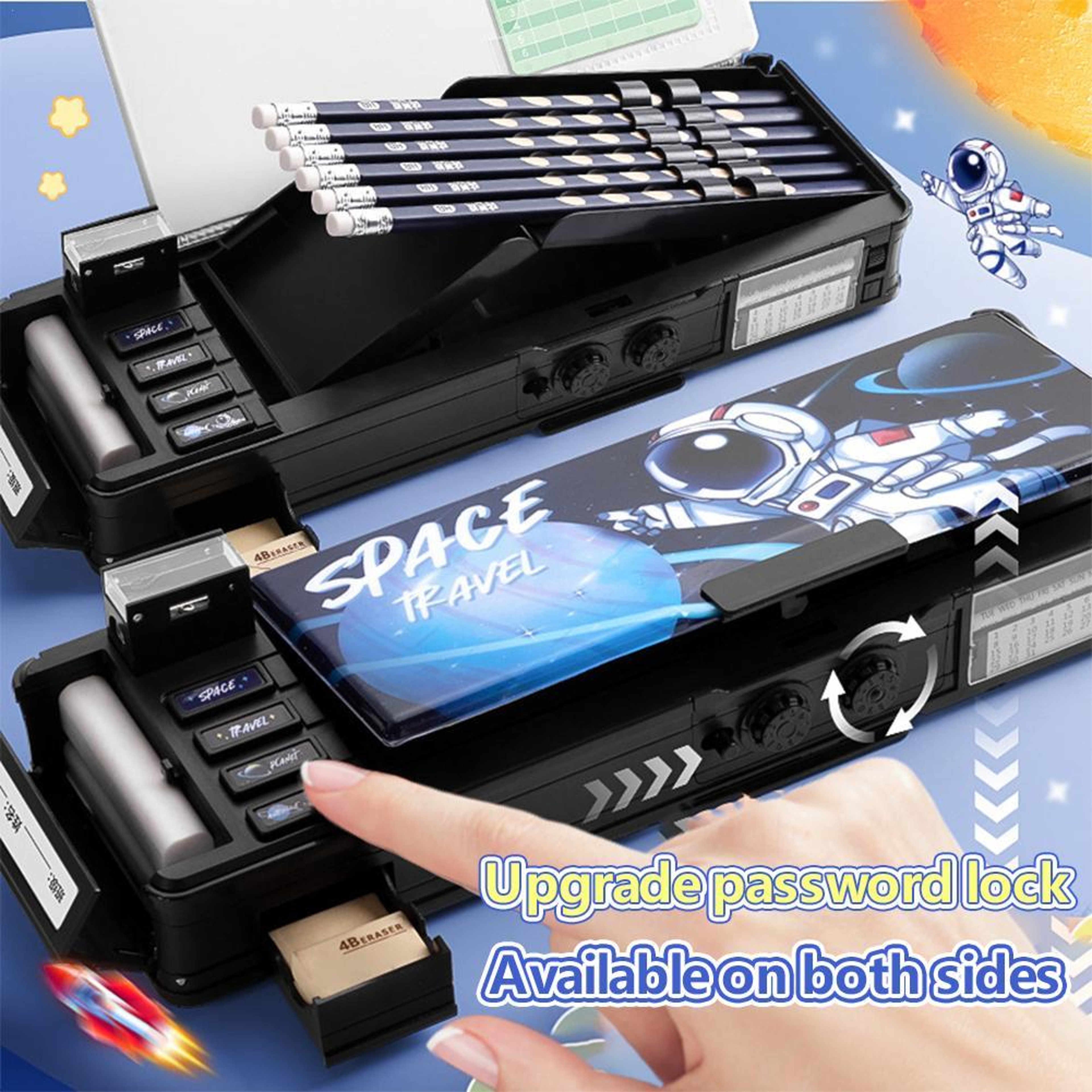 Smart Password Lock Pencil Case With Double Layer Storage For Students Back To School Backpack Esse 1