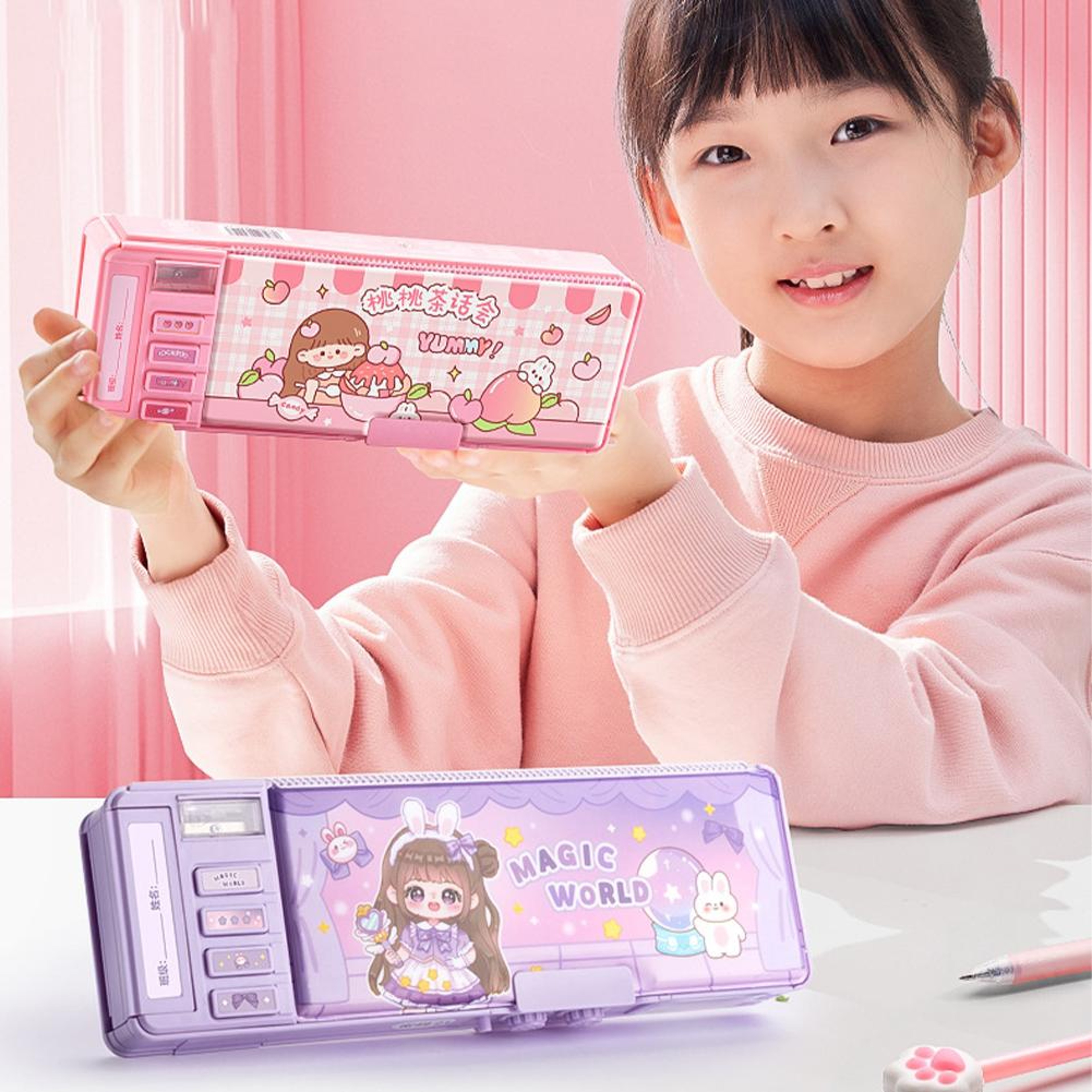 Smart Password Lock Pencil Case With Double Layer Storage For Students Back To School Backpack Esse 2