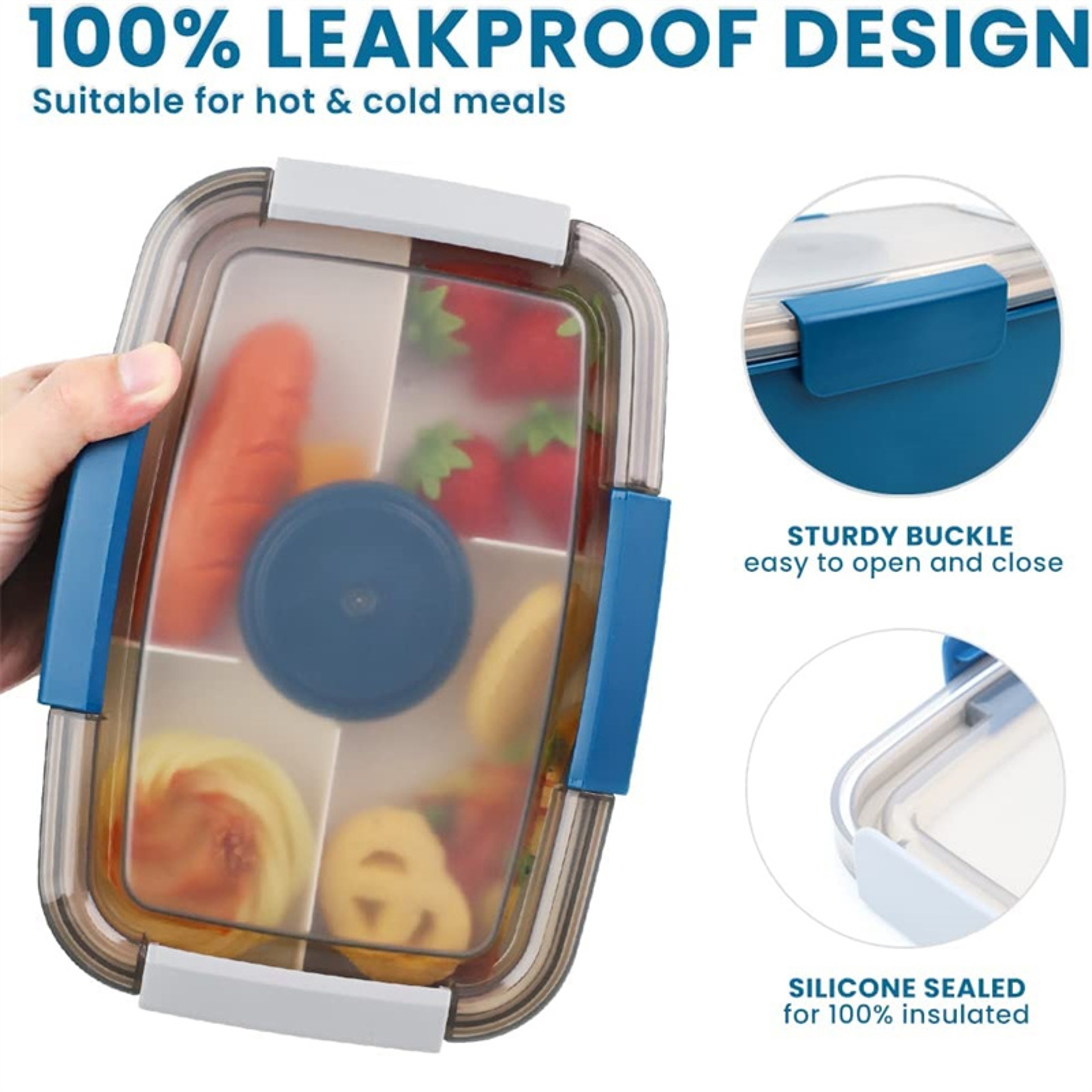 Fresh Keep Bento Lunch Box With Compartments  Dressing Cup For Meal Prep Back To School Backpack 4
