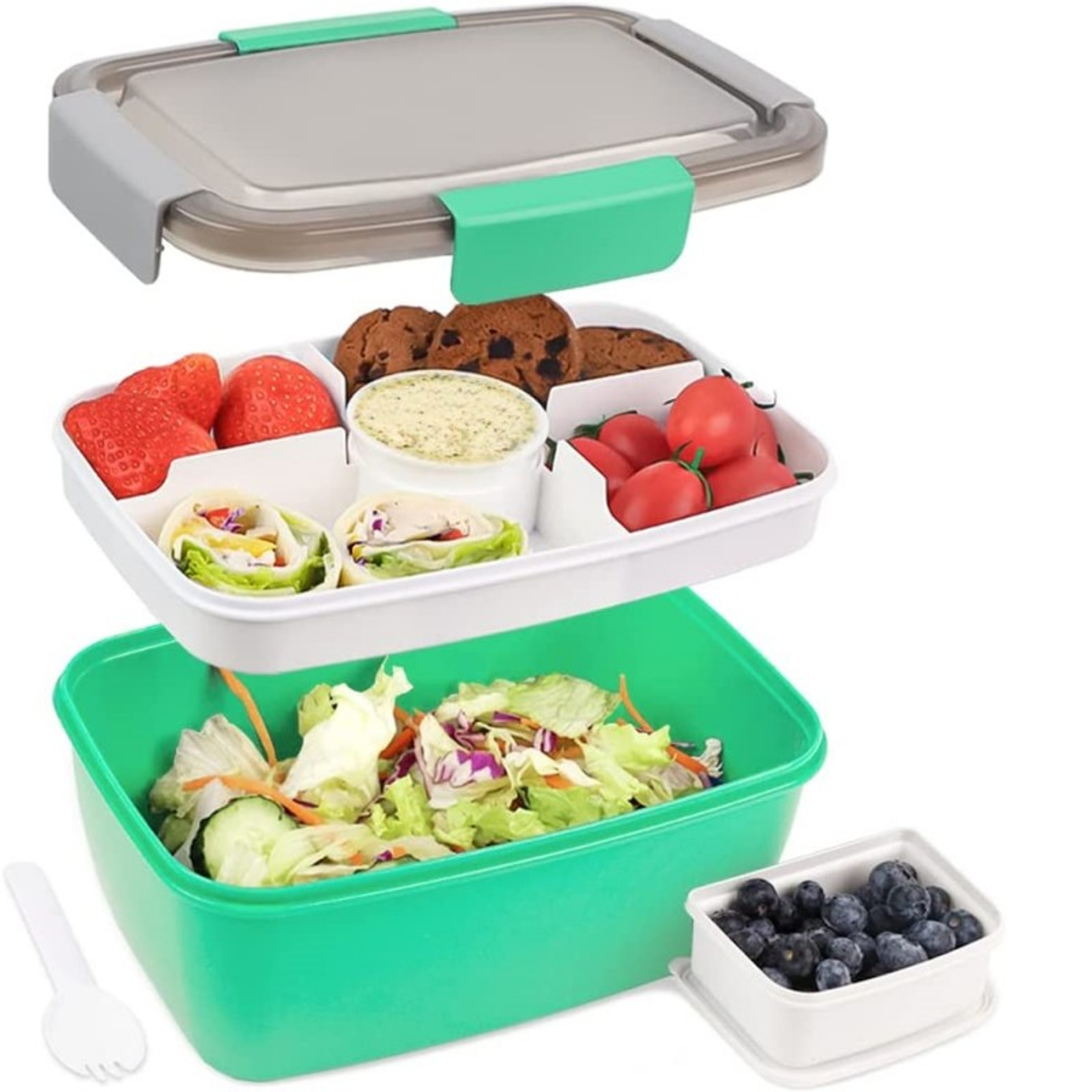 Fresh Keep Bento Lunch Box With Compartments  Dressing Cup For Meal Prep Back To School Backpack 1