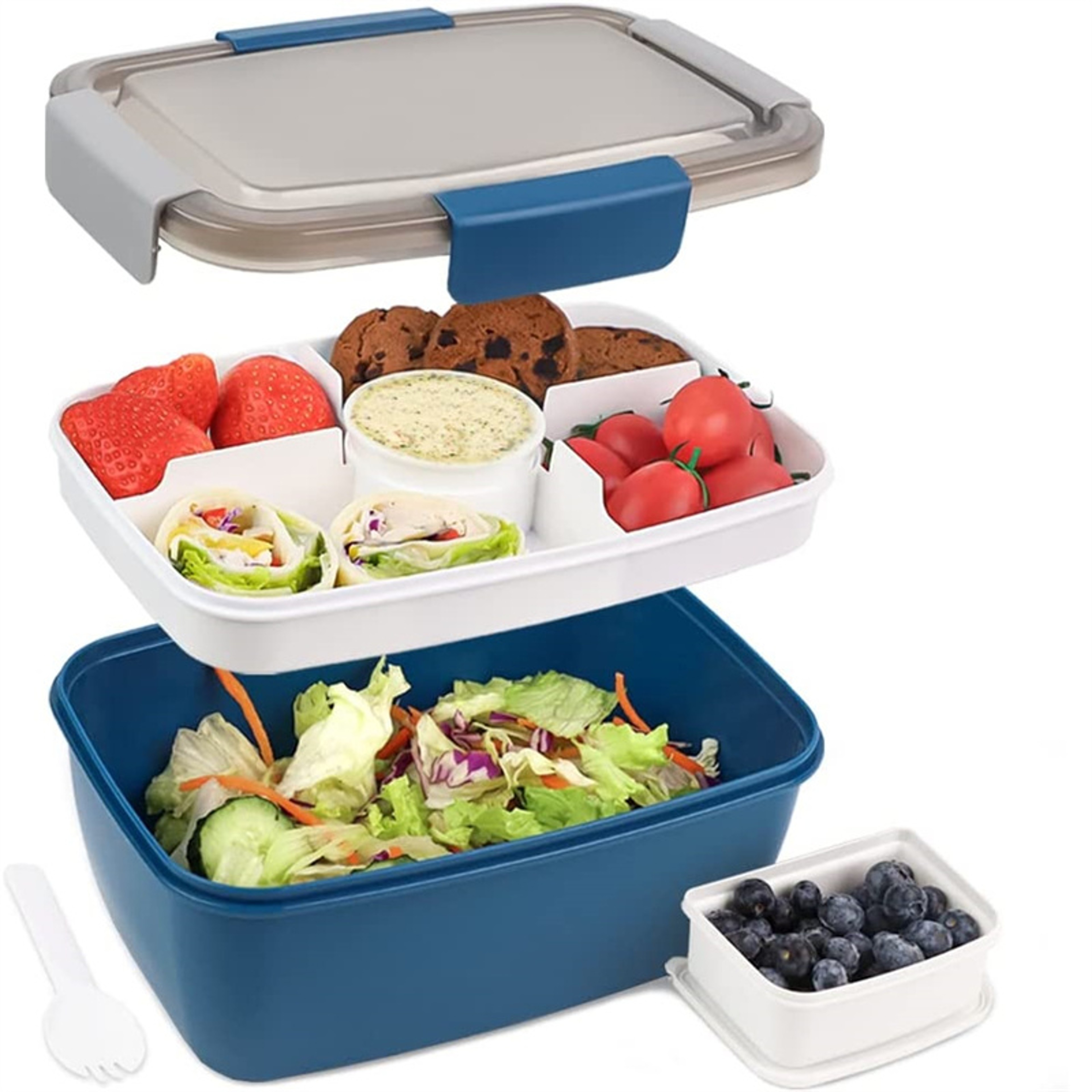 Fresh Keep Bento Lunch Box With Compartments  Dressing Cup For Meal Prep Back To School Backpack 0