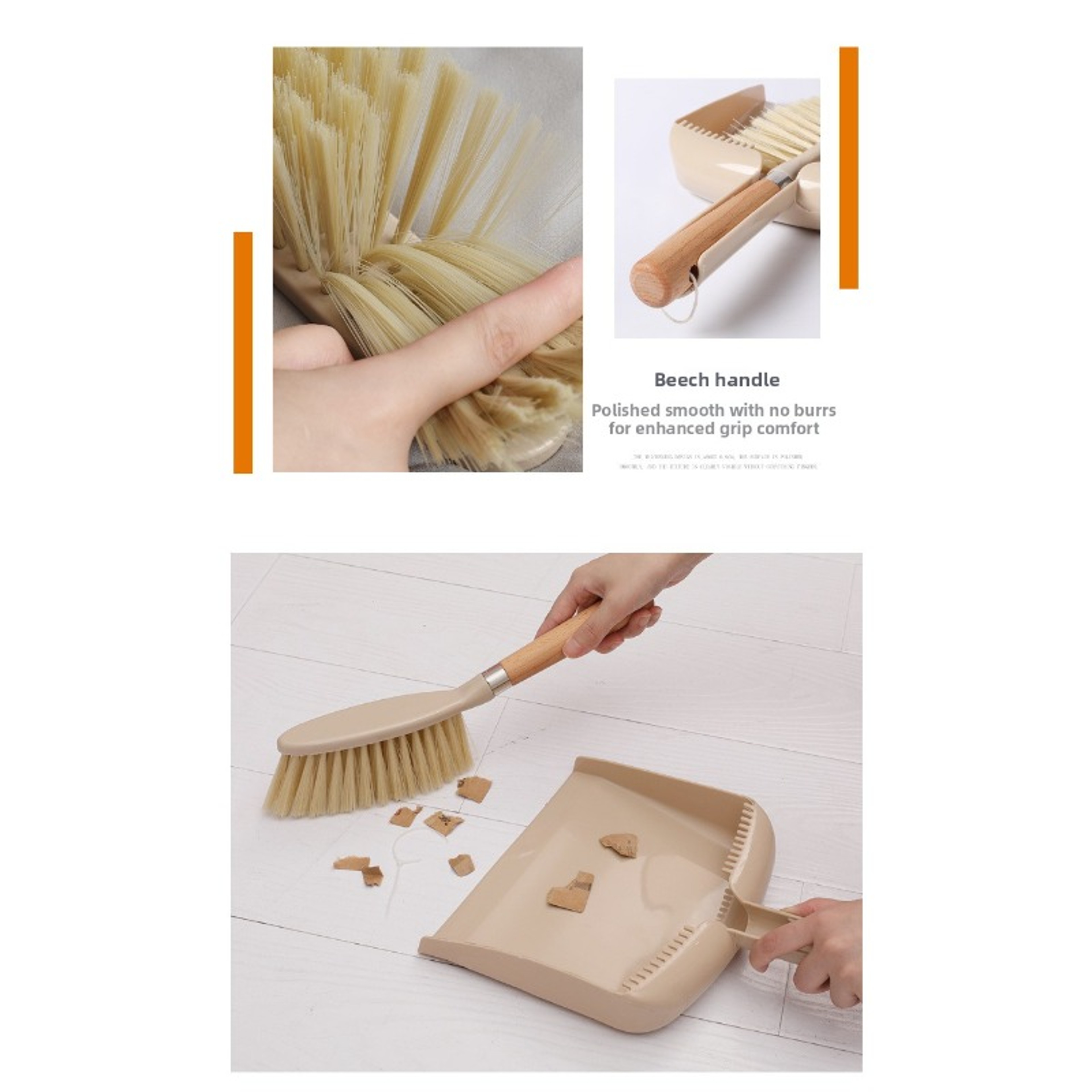 Compact mini dustpan and brush Set with Wooden Handle for Desktop Cleaning – view 4