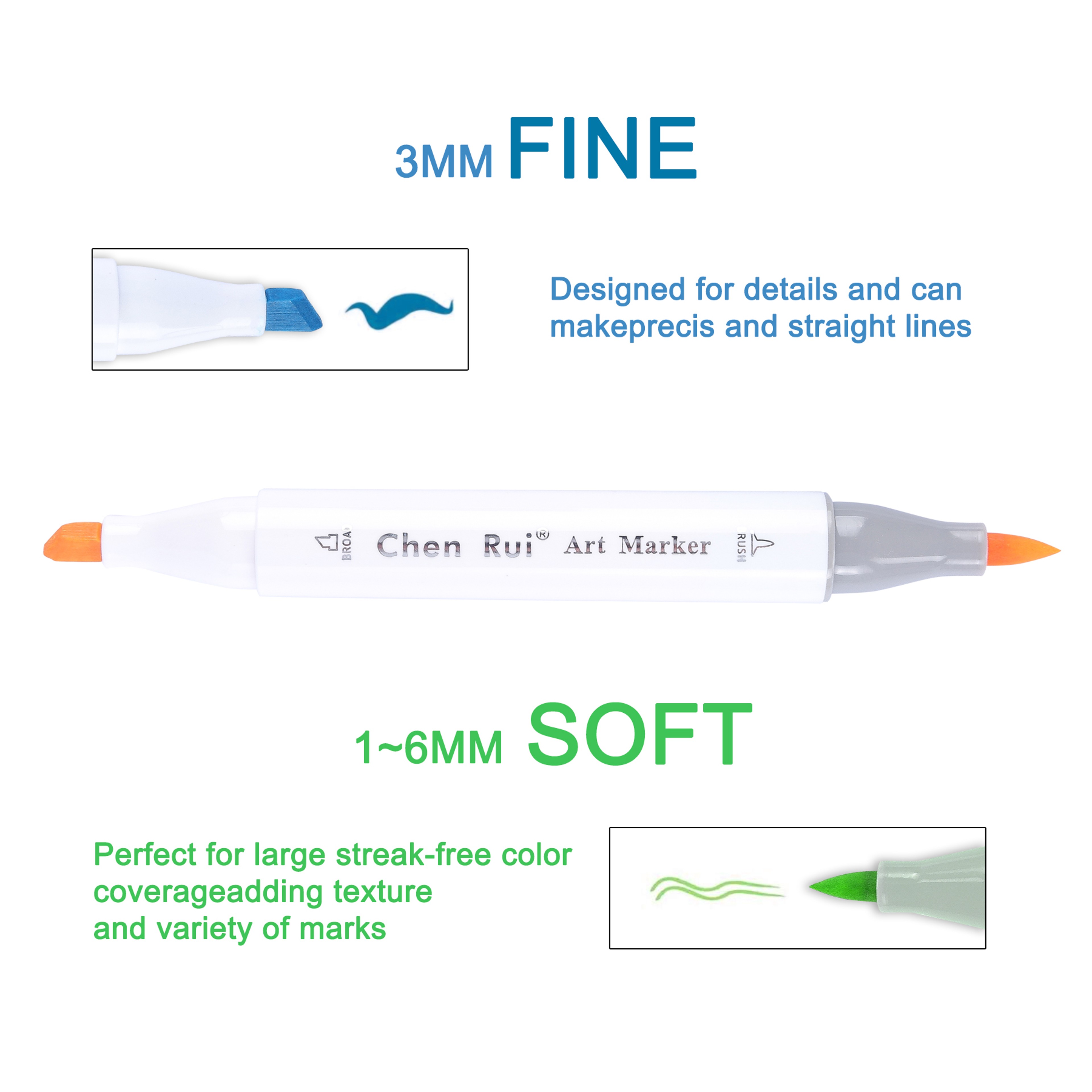 Color Alcohol Markers Set With Dual Tip Chisel  Fine Nibs For Drawing Sketching  Coloring 4
