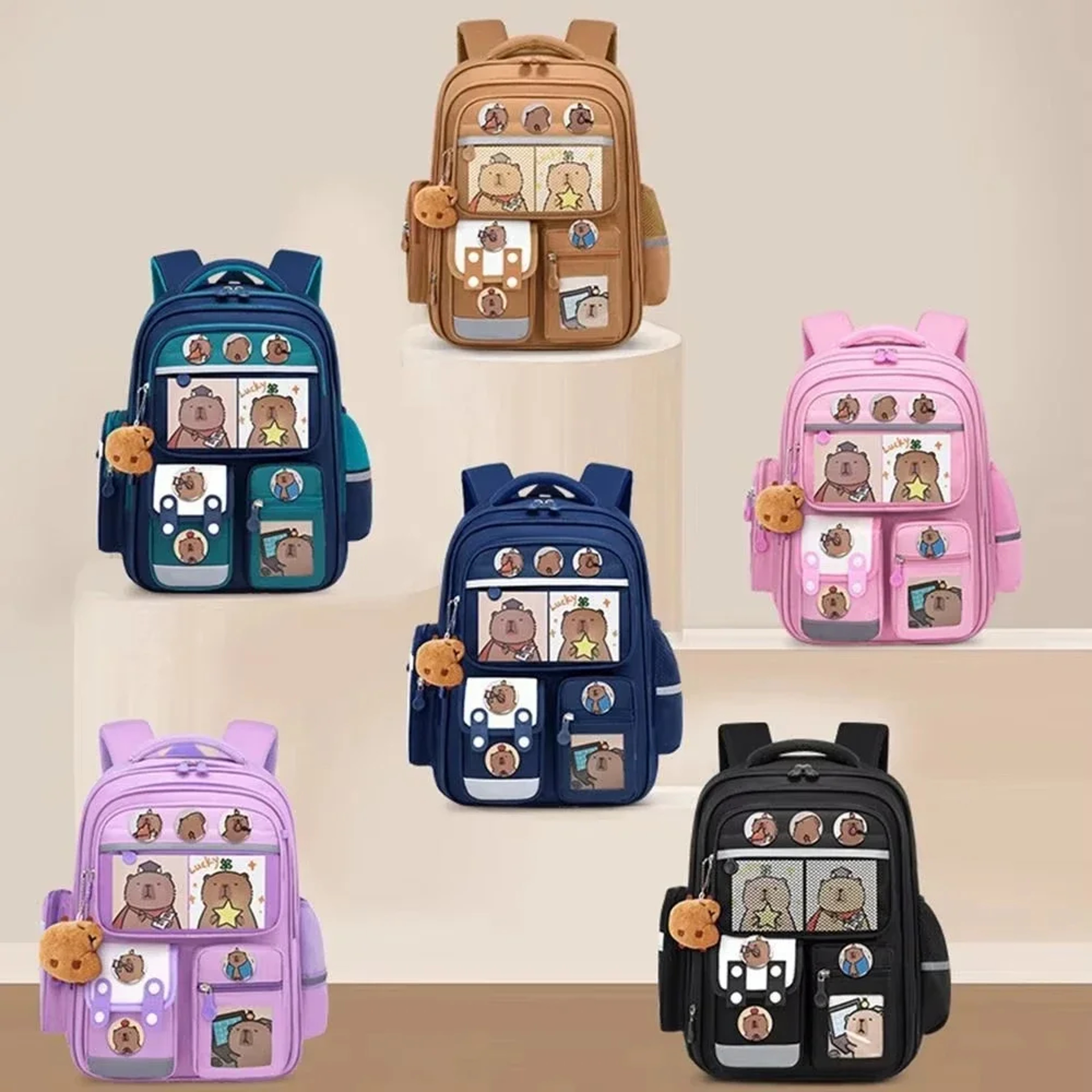 Capybara Kids Waterproof Backpack For Students Large Capacity Ergonomic School Bag Back To School 5