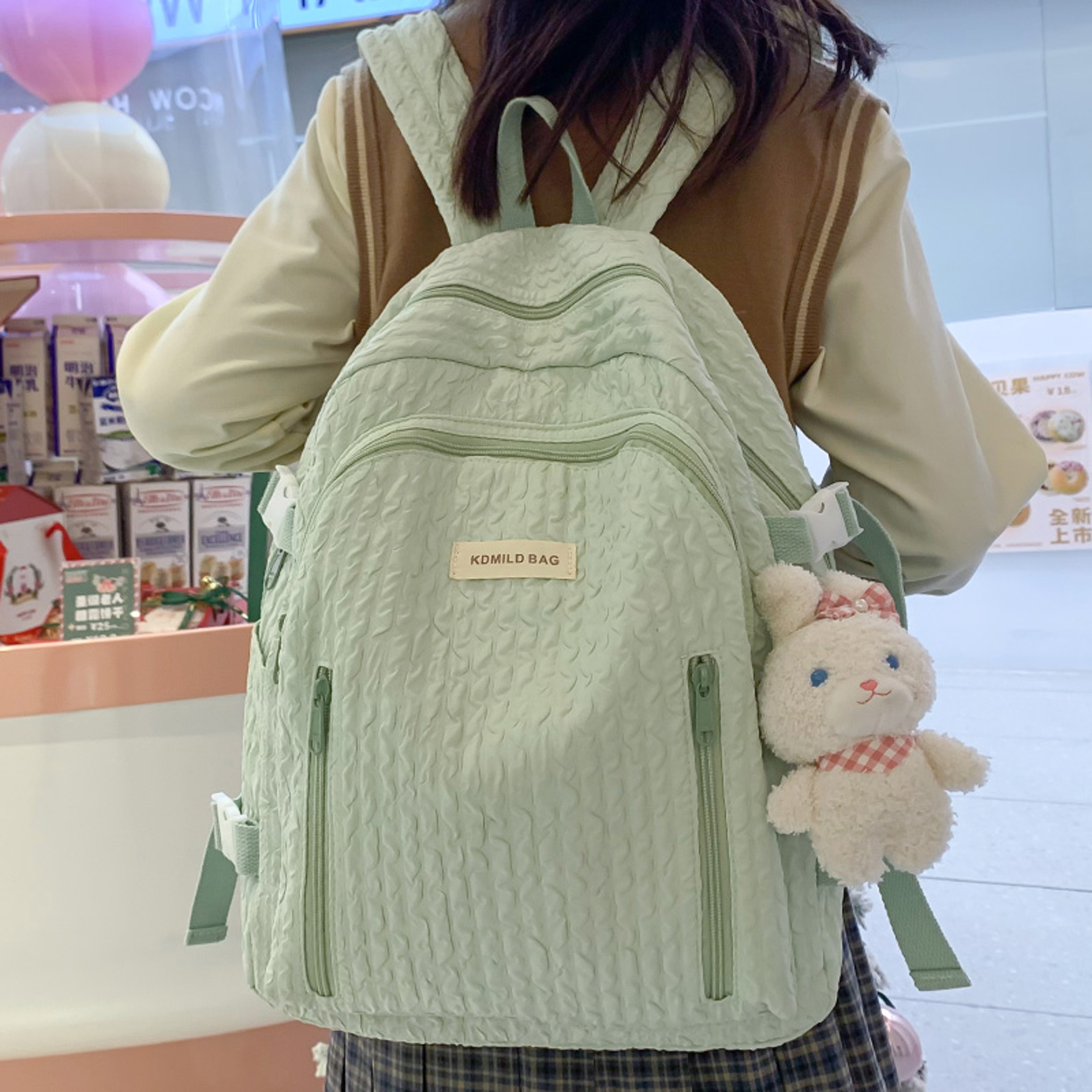 Cute Pink College Backpack Back To School Laptop Backpack For Women Kawaii Travel School Bag 2