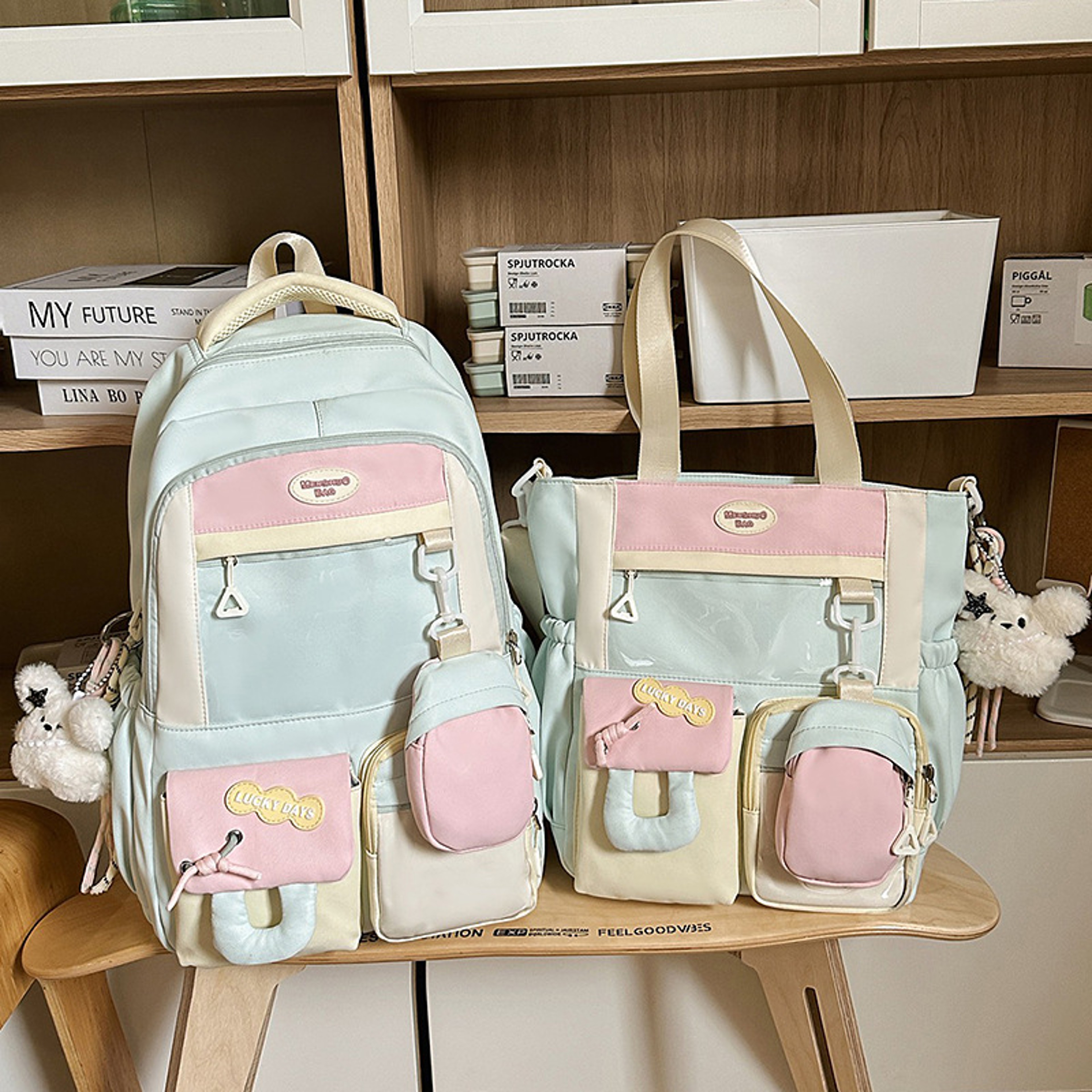Kawaii Backpack For Teen Girls With Multi Pockets Back To School Student Bookbag 5