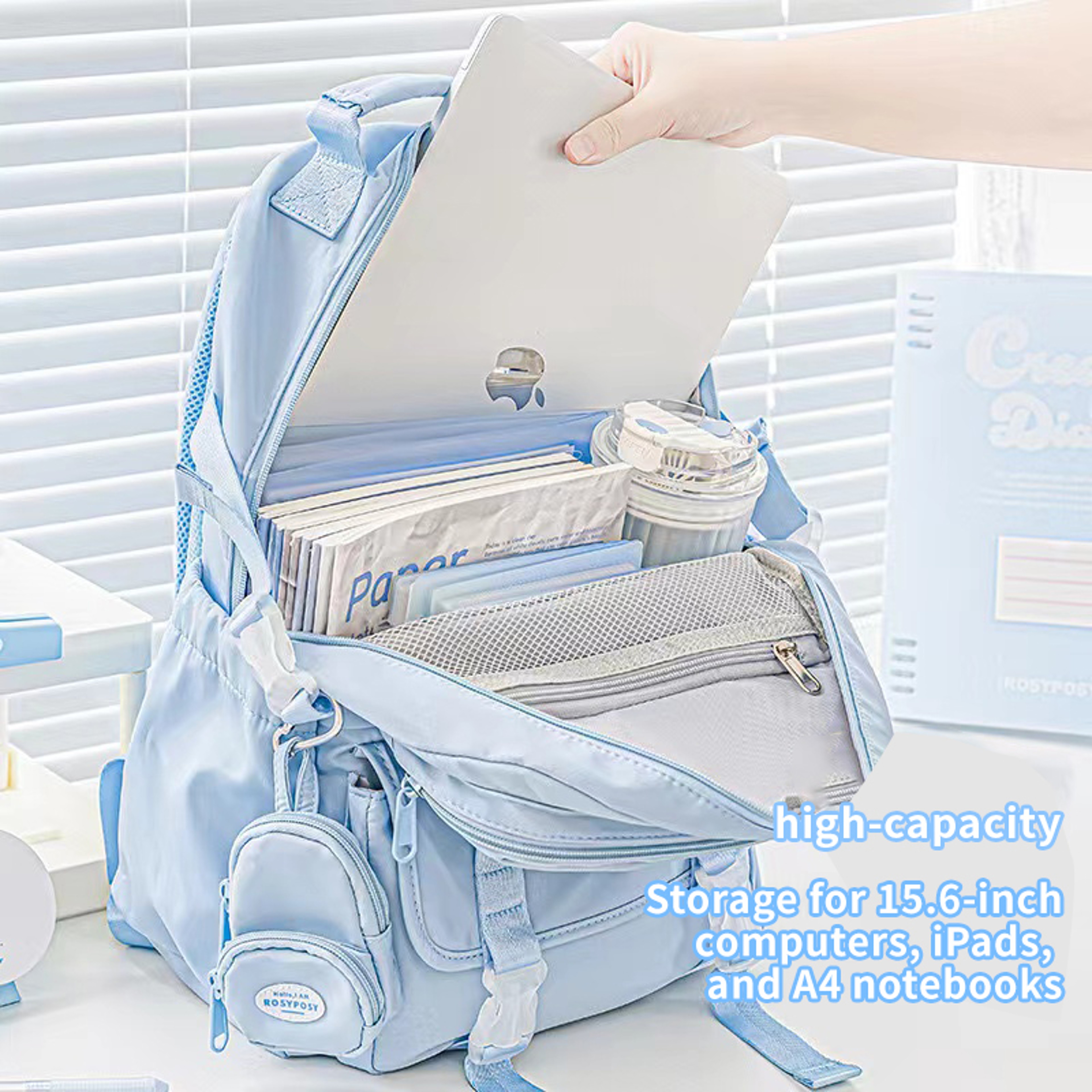 Back to School Cream Style Large Capacity Backpack for Girls Laptop School Backpack – view 3