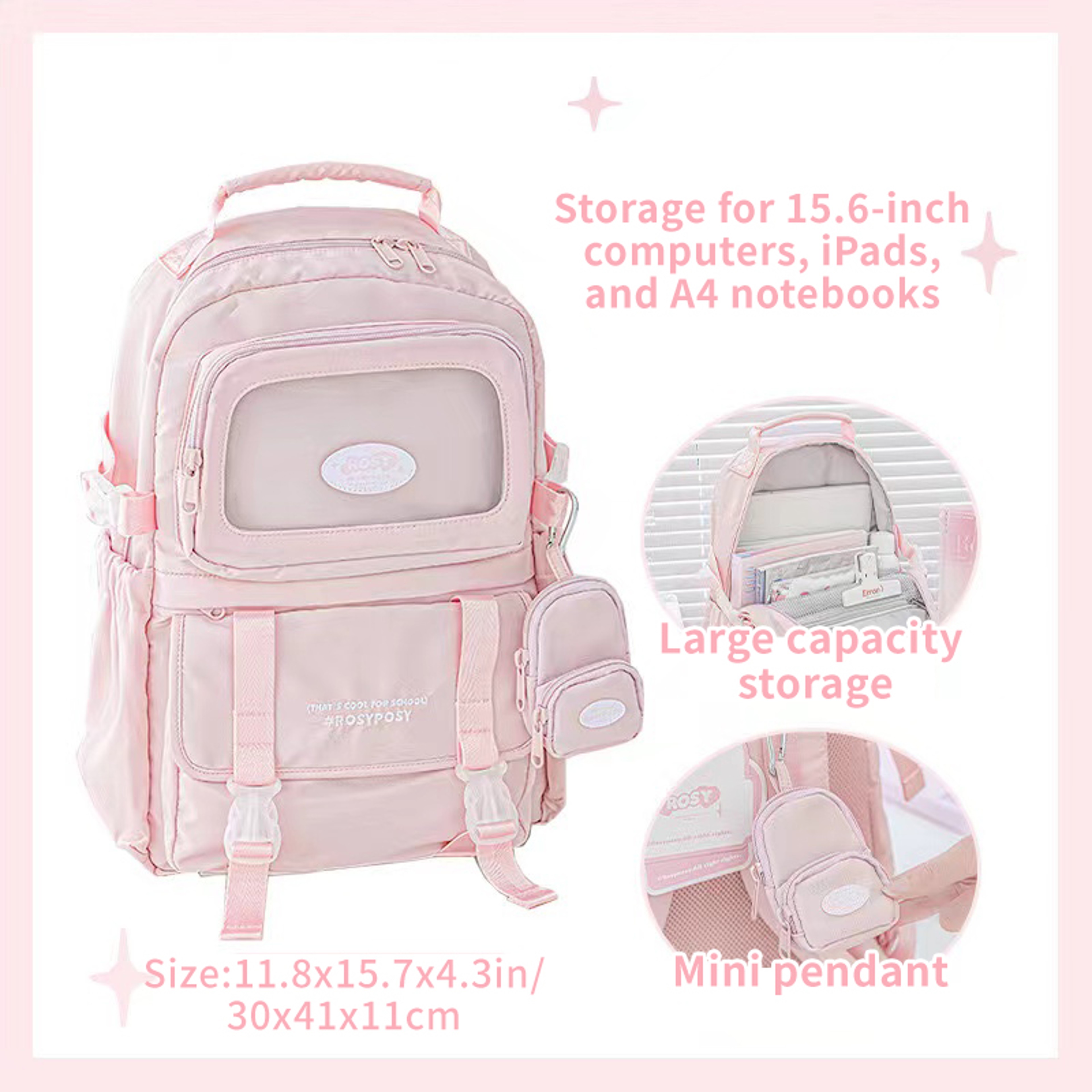 Back to School Cream Style Large Capacity Backpack for Girls Laptop School Backpack – view 8