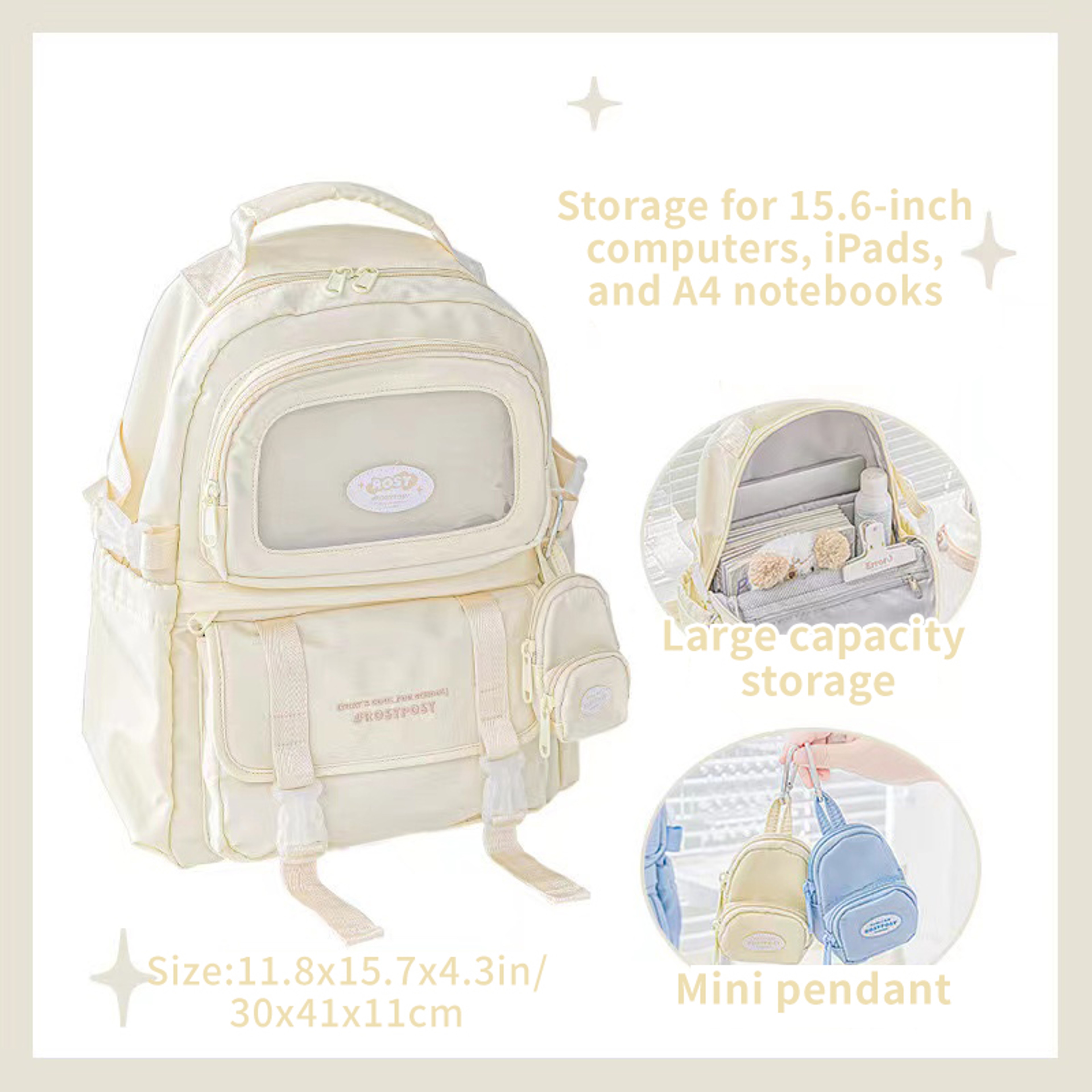 Back to School Cream Style Large Capacity Backpack for Girls Laptop School Backpack – view 9