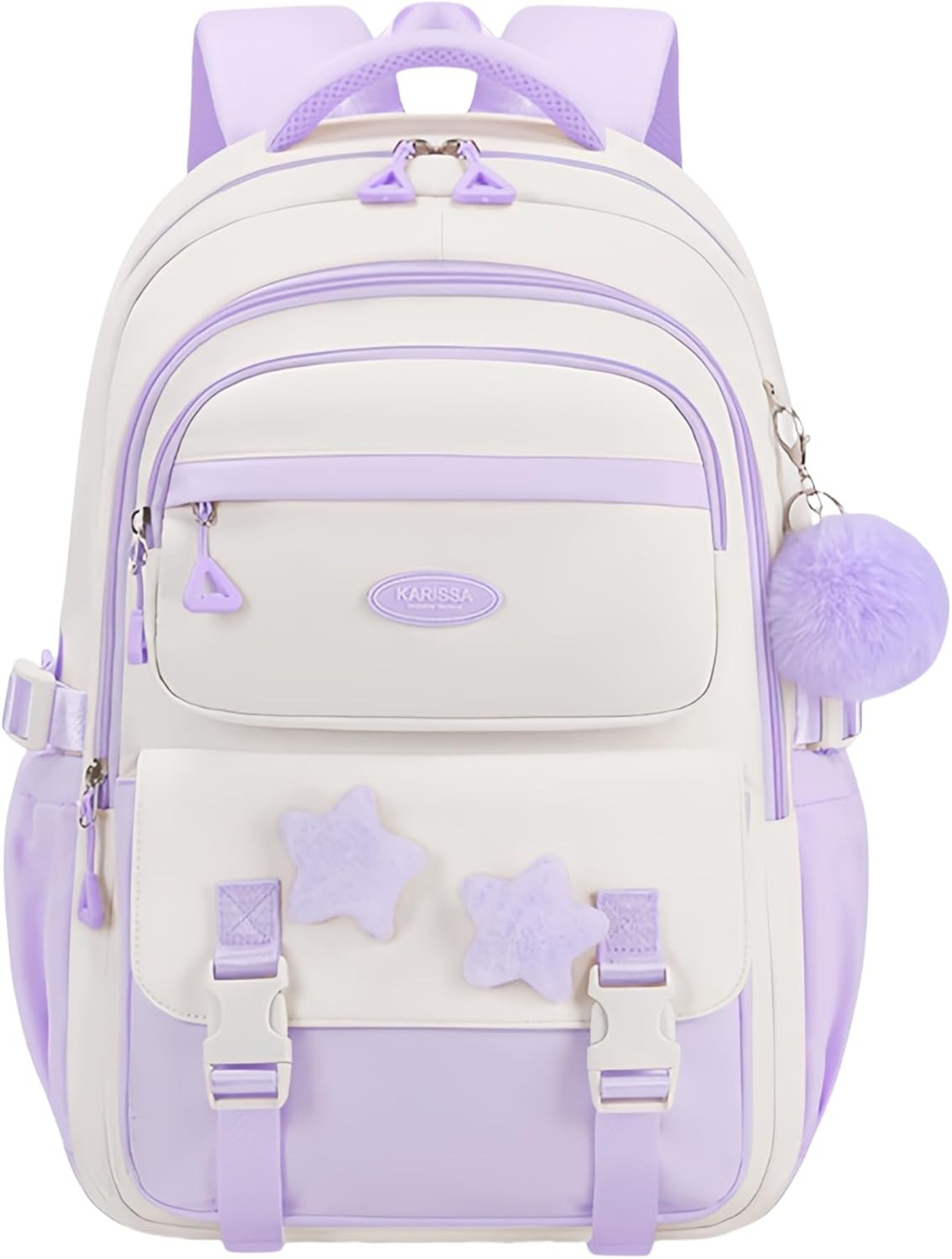 Cute girls school backpack with Star Pins & Furry Charm, back to school backpack for Teen Girls – view 10