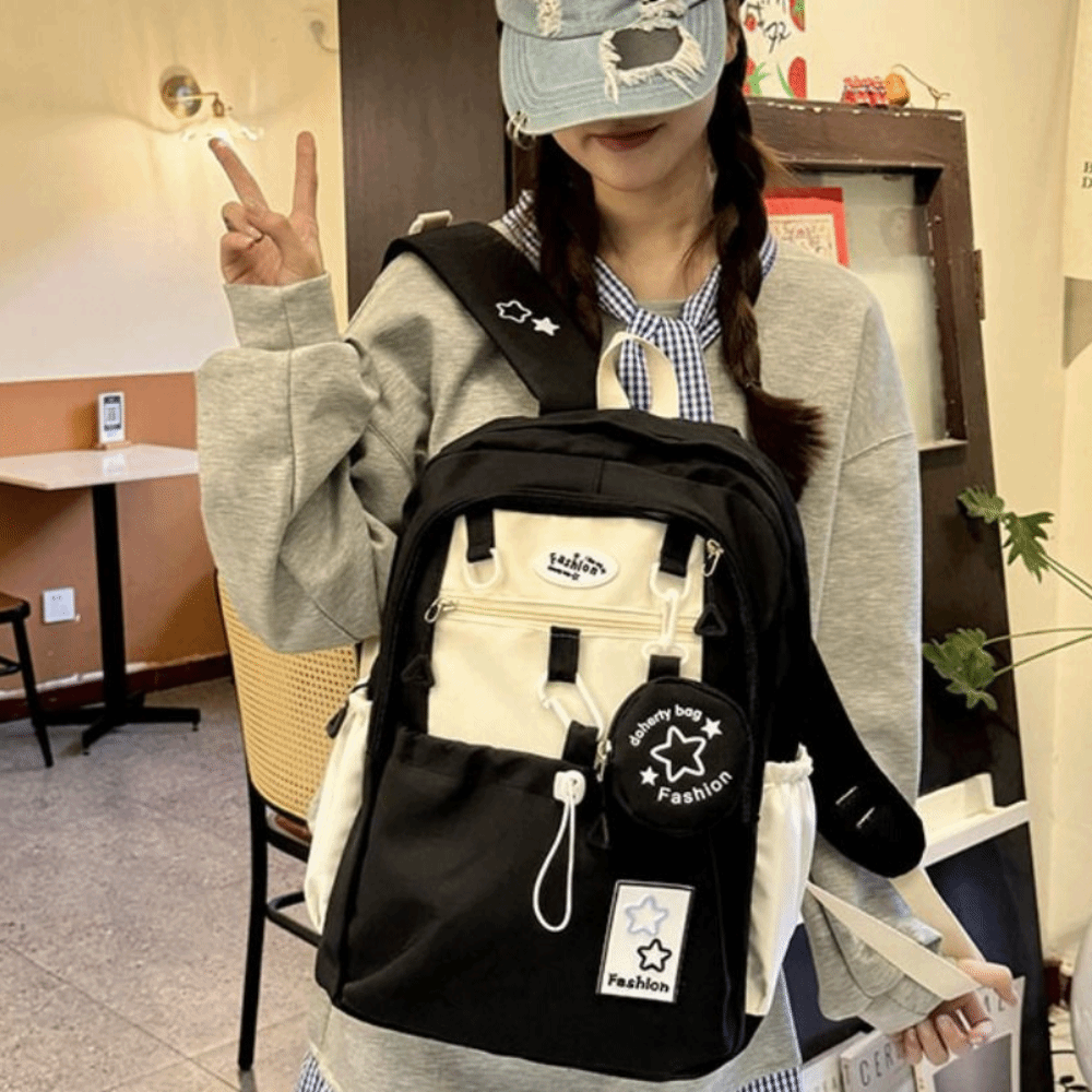 Cute Cartoon Kawaii Nylon Backpack With Coin Purse For Women Back To School Backpack School Travel  1