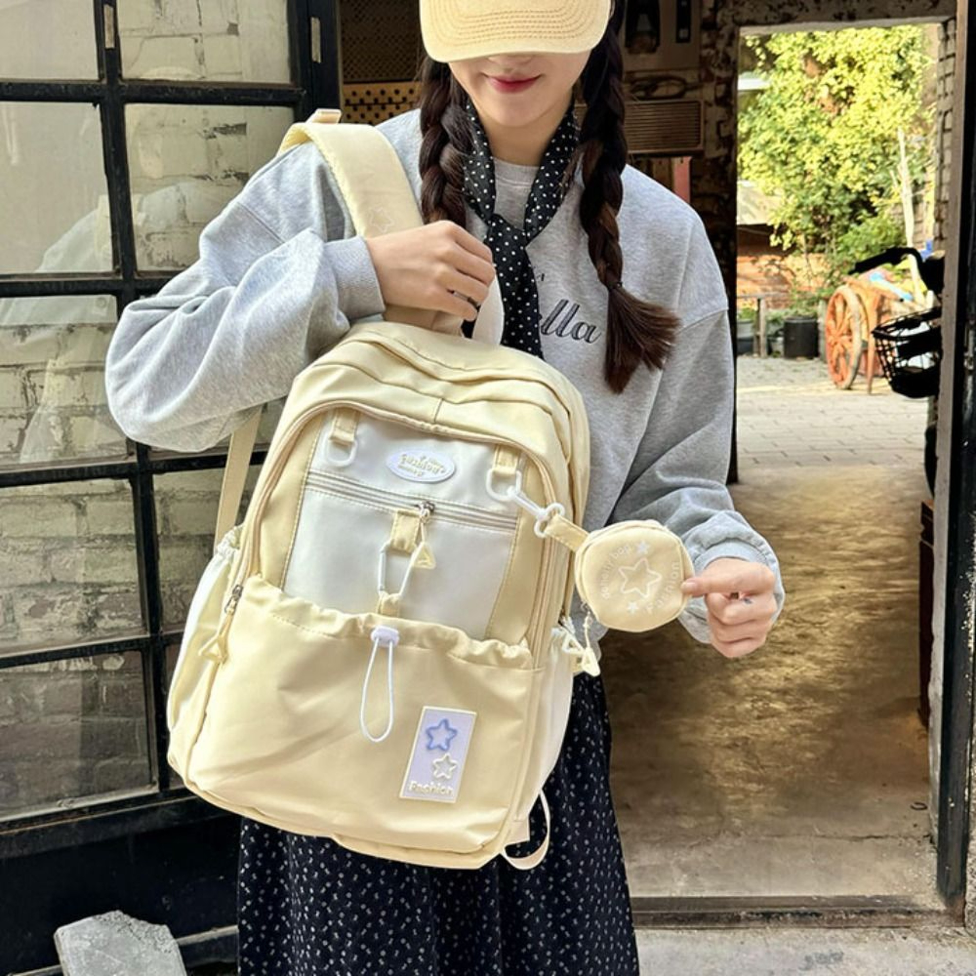 Cute Cartoon Kawaii Nylon Backpack With Coin Purse For Women Back To School Backpack School Travel  2