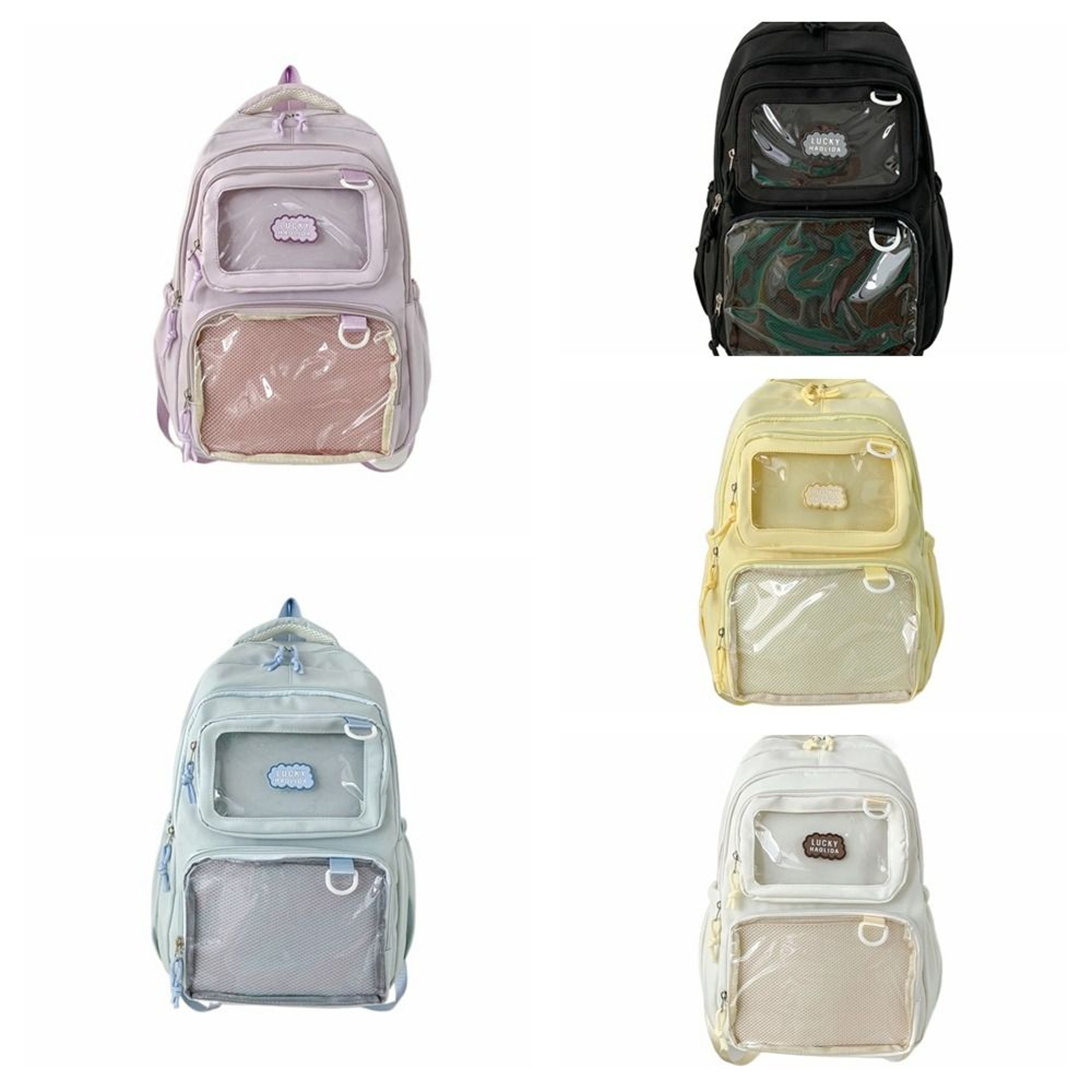 Large Capacity Ita Backpack with Pin Display Window, back to school backpack, Durable Nylon School Daypack – view 5