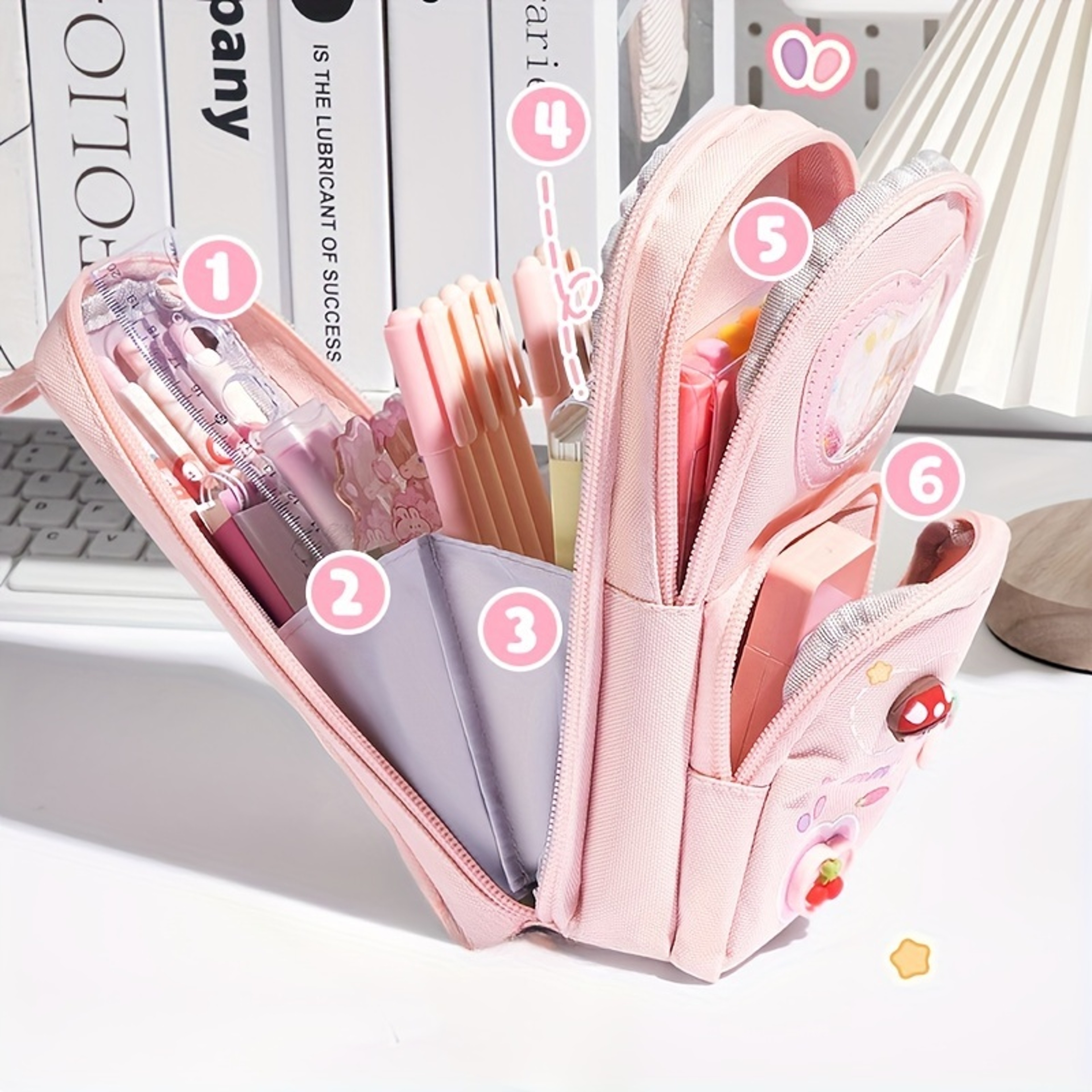 Cute Large Capacity Pencil Case with Multi Compartment Design Kawaii Stationery Organizer – view 3