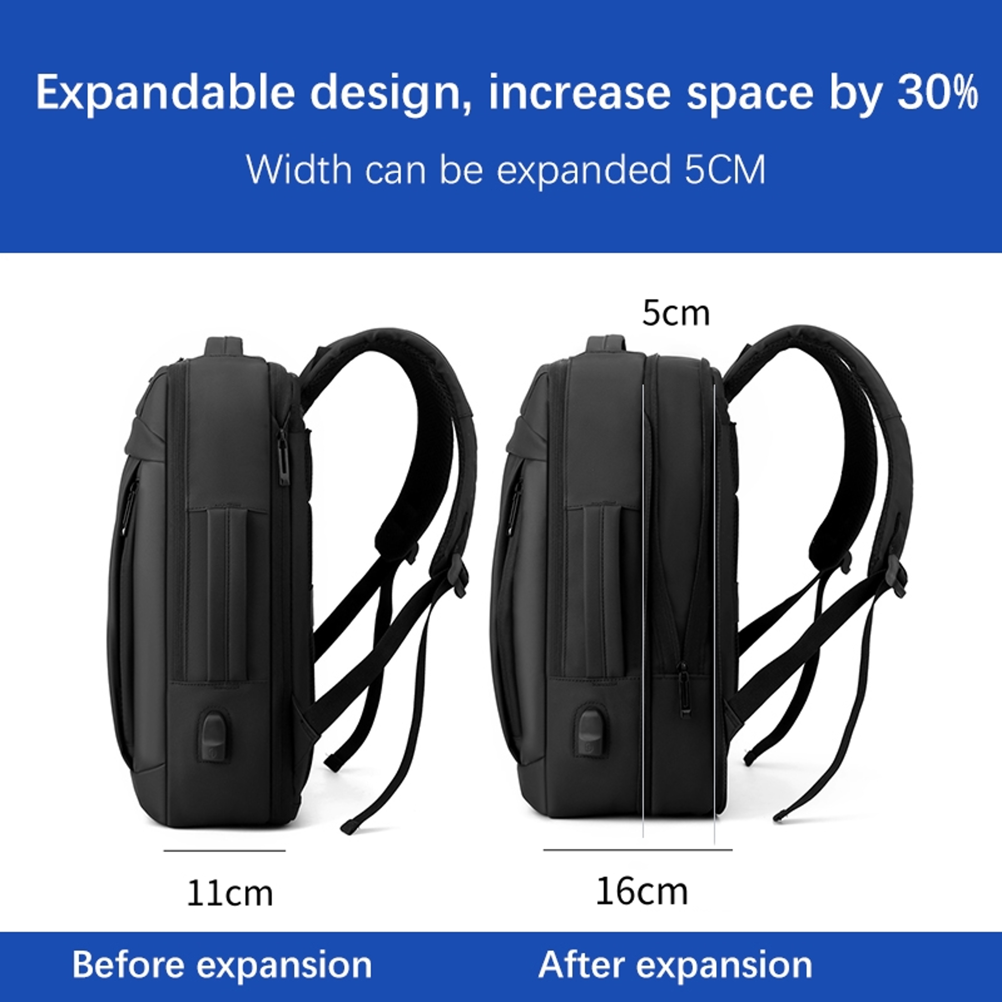 Elite Expandable Back To School Backpack Business Laptop Backpack With USB Charging For Laptops 5