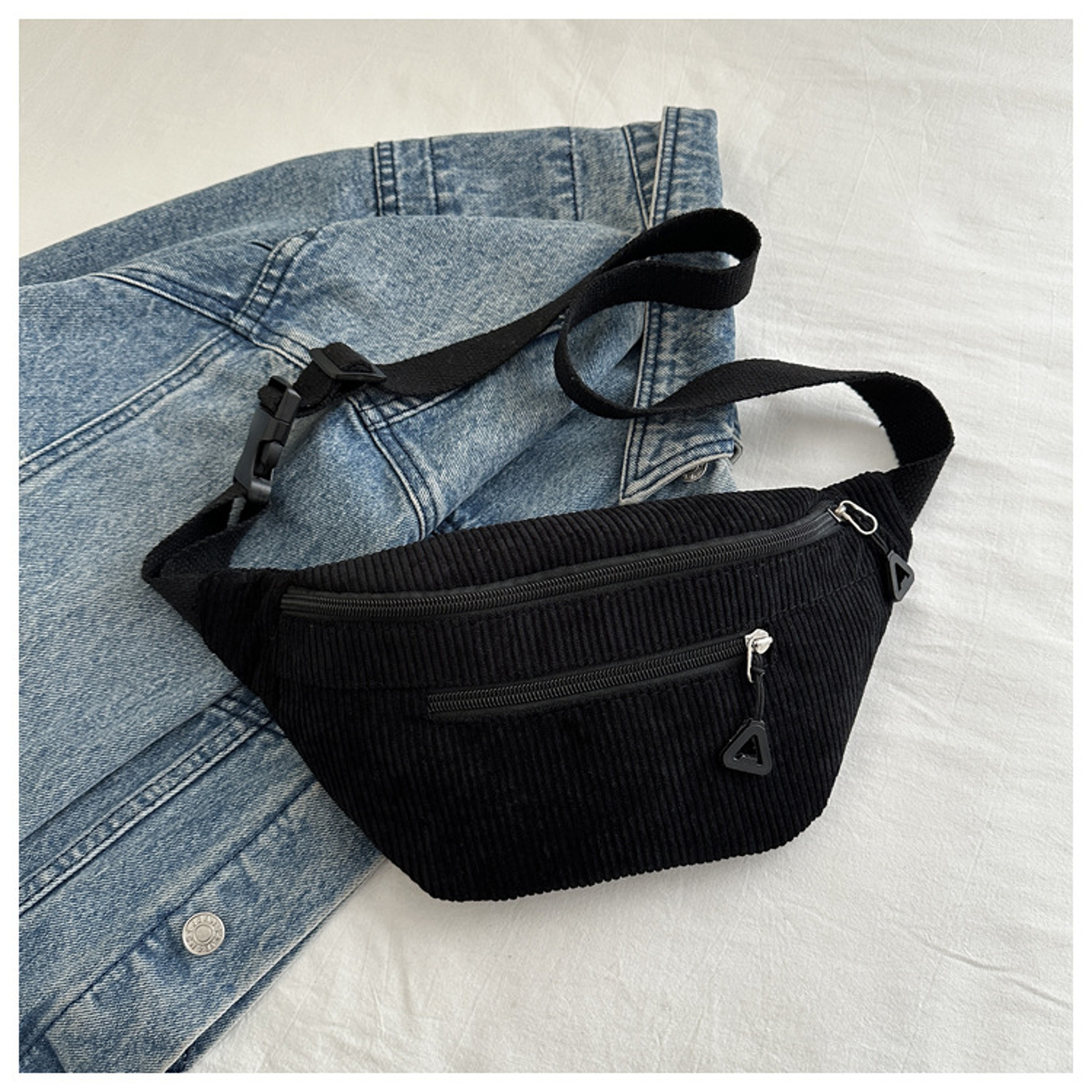 Corduroy Crossbody Bag For Women Casual Chest Sling  Waist Bag 7