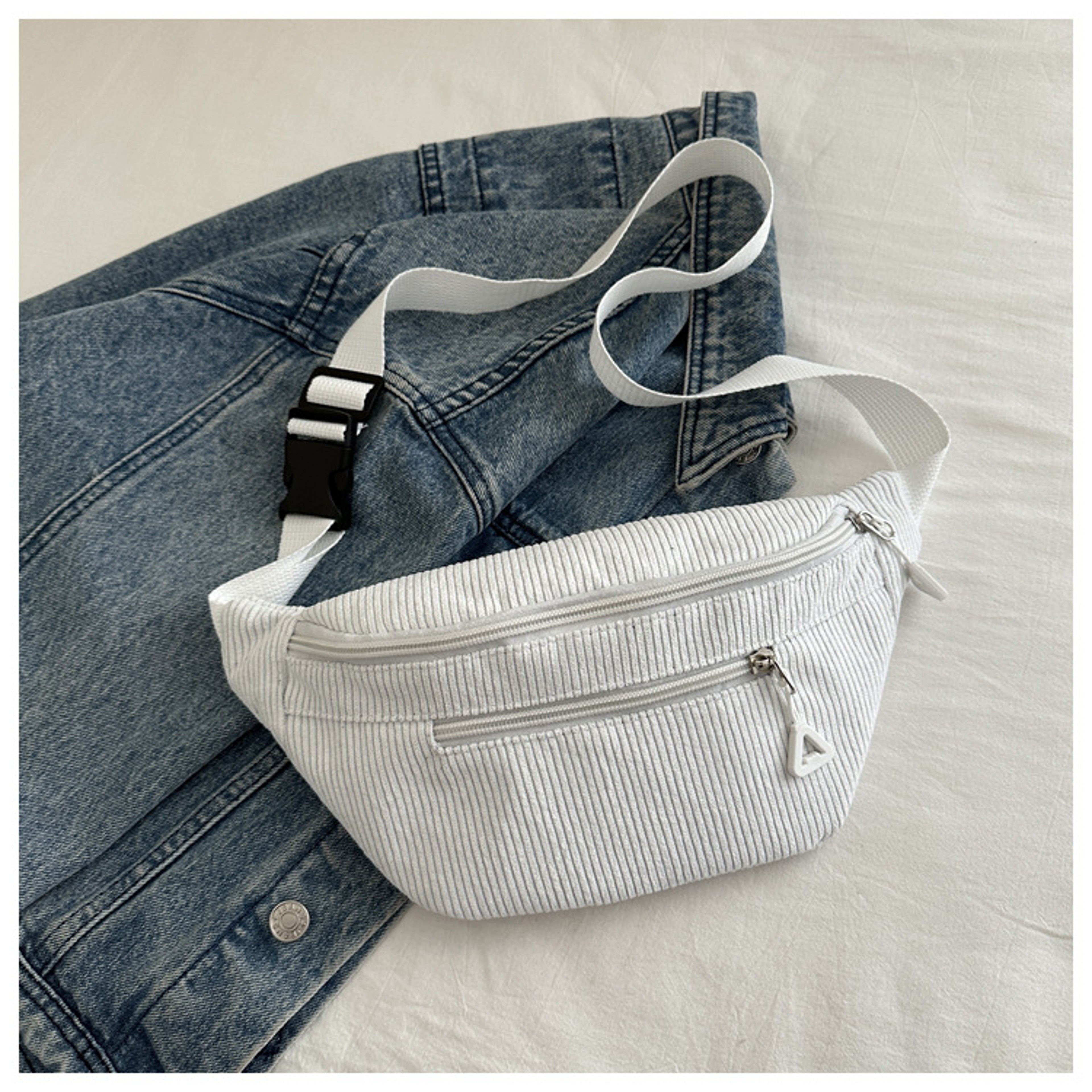 Corduroy Crossbody Bag For Women Casual Chest Sling  Waist Bag 8
