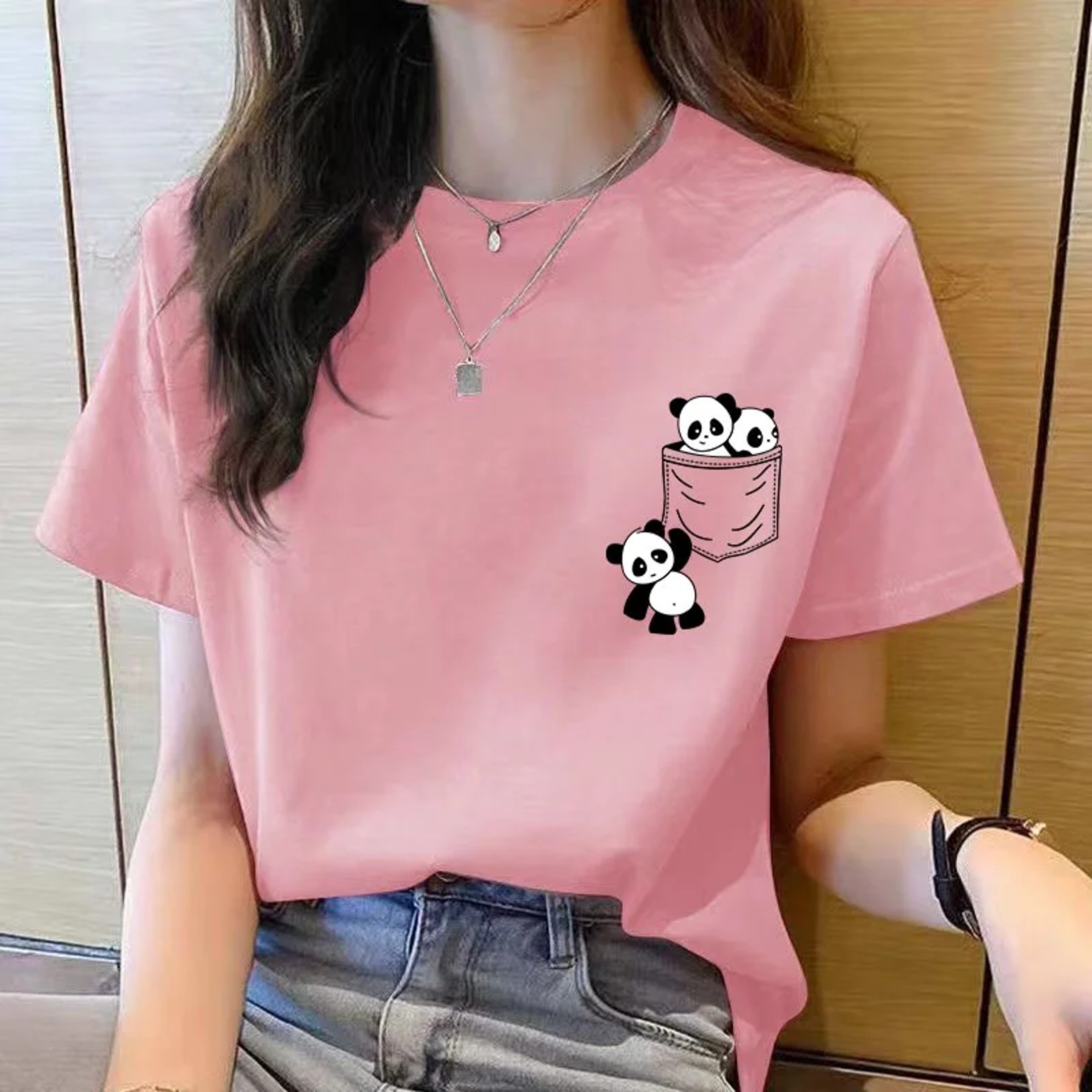 Cute Pocket Panda Loose Fit Summer T Shirt 3