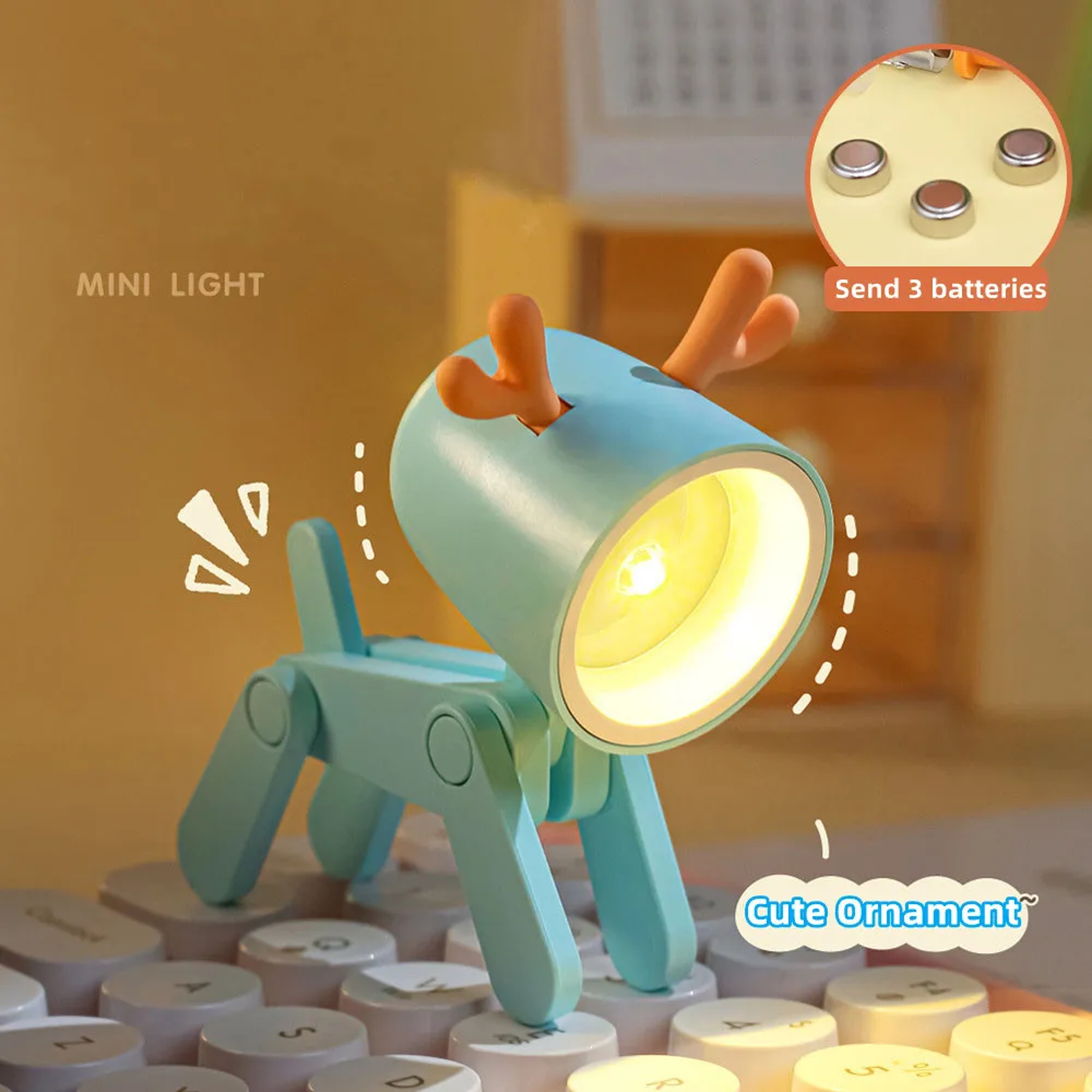Cute Dog  Deer LED Night Light Foldable Kids Bedside Lamp Mini Book Light 2