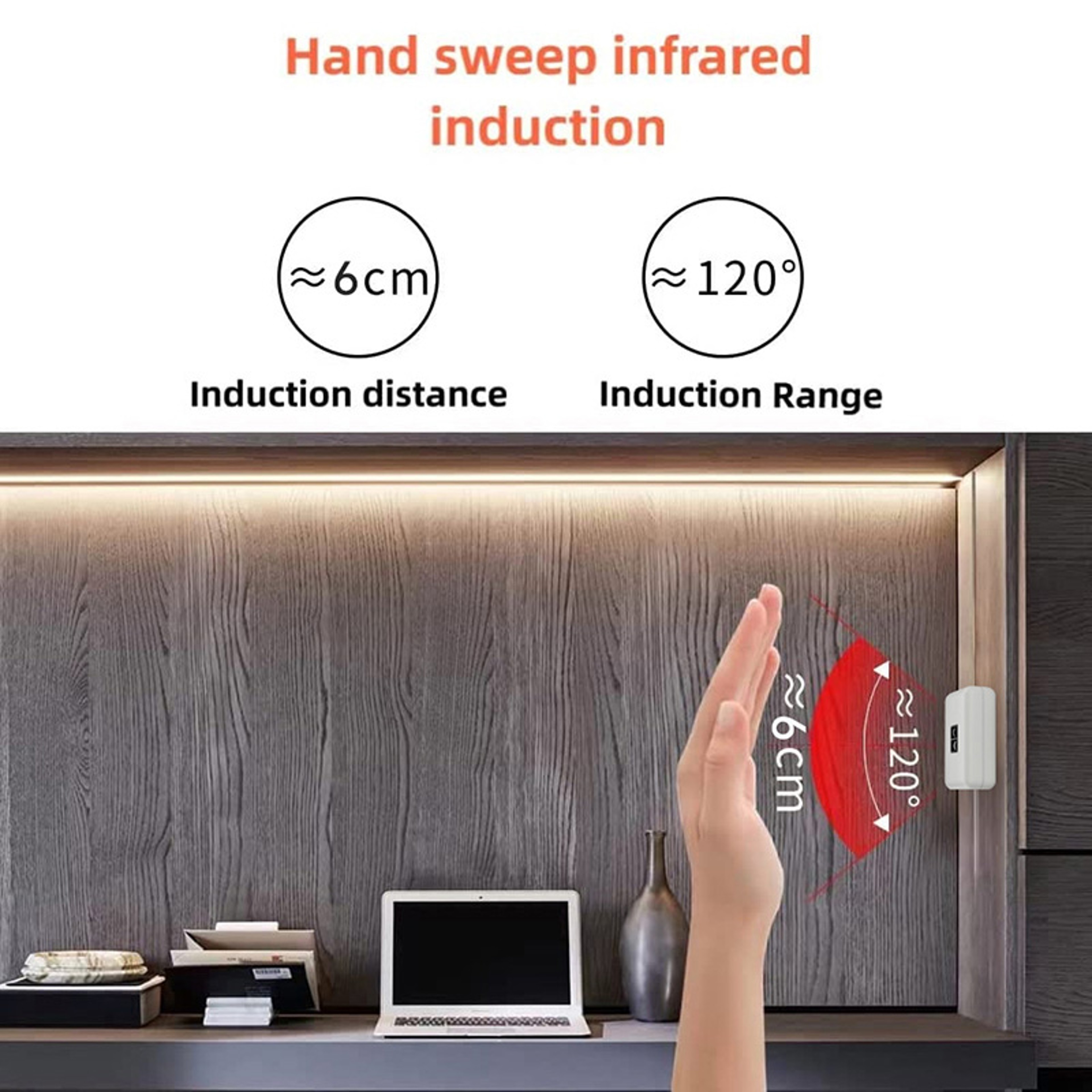 Hand Wave Motion Sensor LED Strip USB Under Cabinet LED Light For Kitchen TV  Closet 4