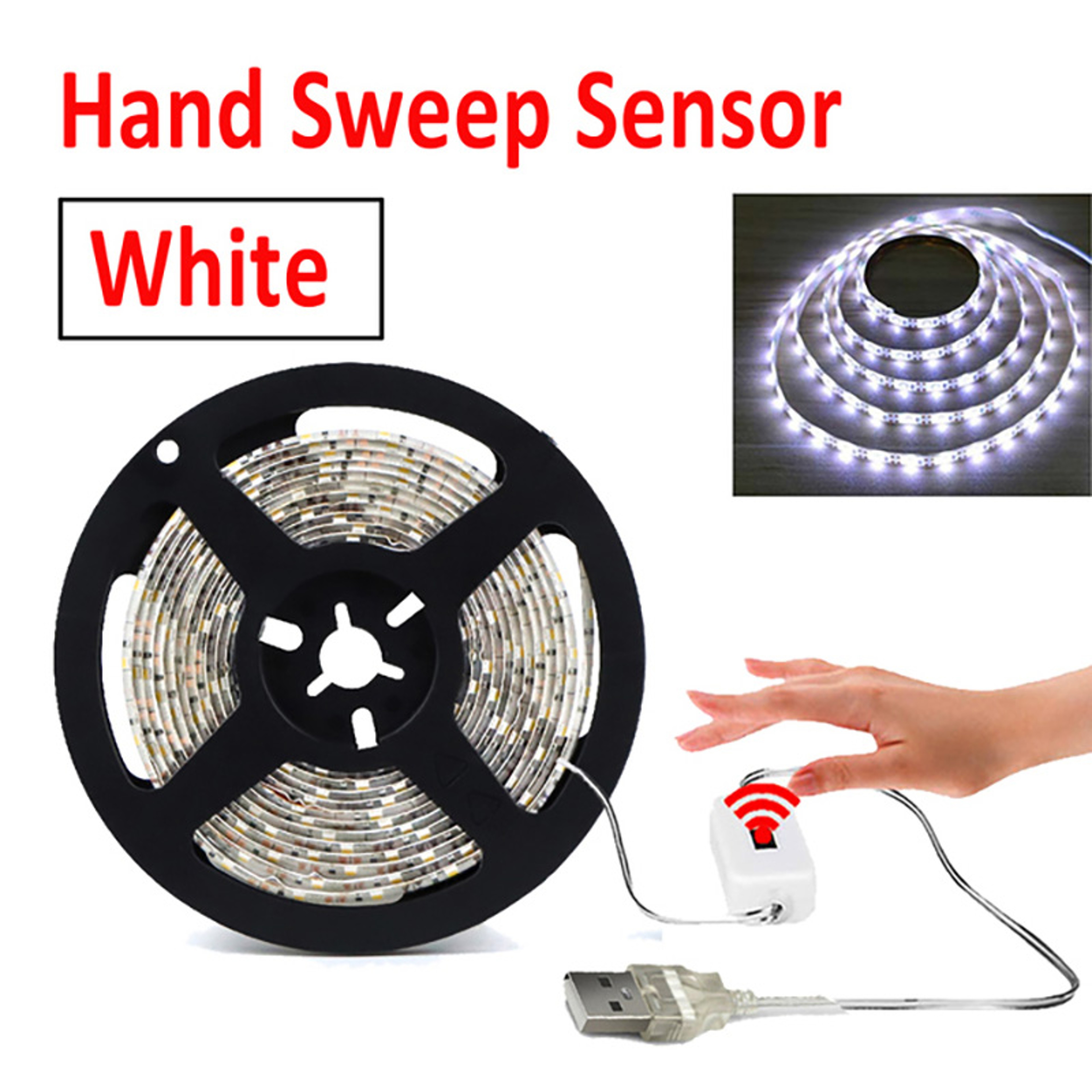 Hand Wave Motion Sensor LED Strip USB Under Cabinet LED Light For Kitchen TV  Closet 8