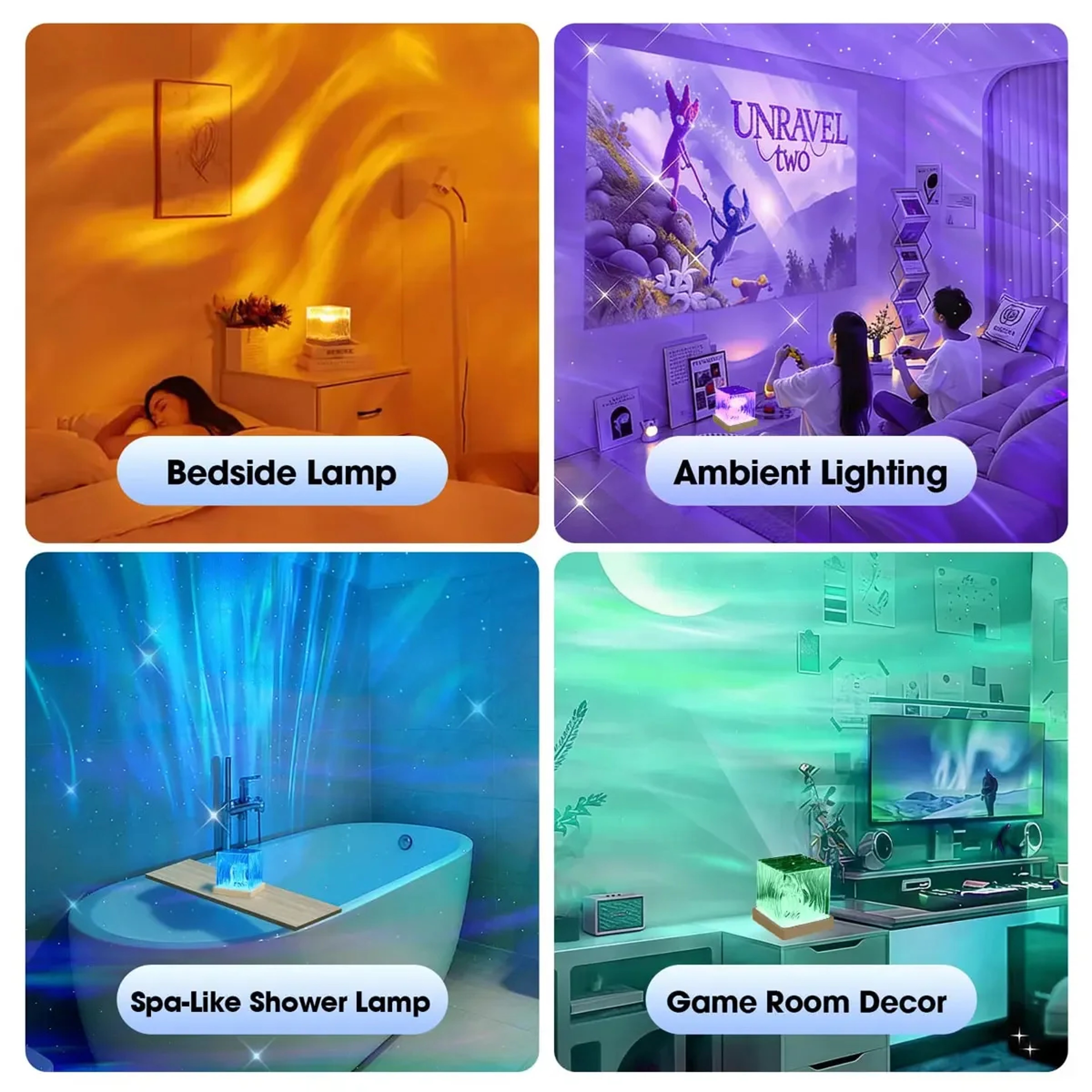 Ocean Wave Projector Aurora Light with Colors, Remote Control & USB C LED Night Light – view 5