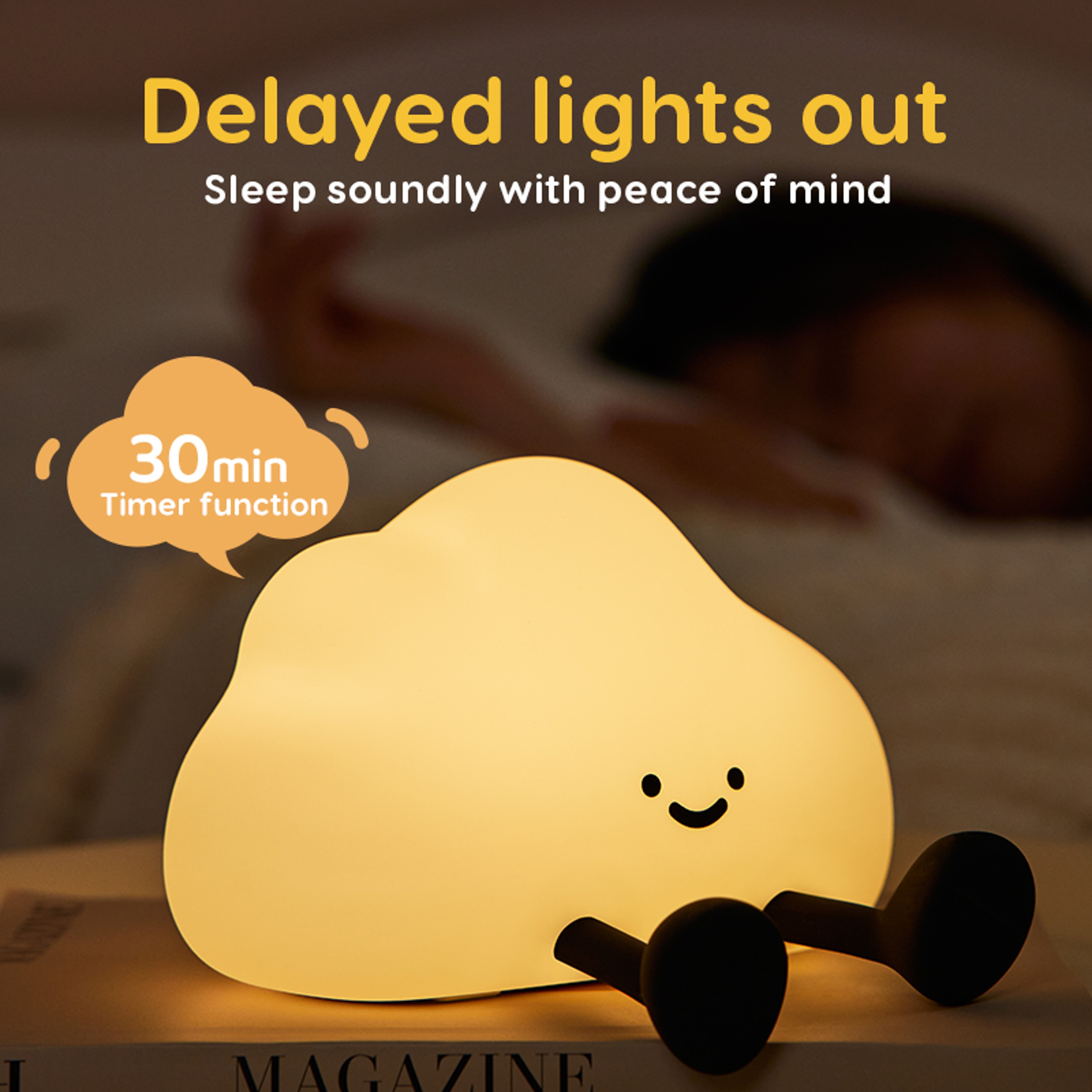 Cloud Glow Kids Night Light Silicone Night Light With RGB Colors USB Rechargeable Timer Lamp 1