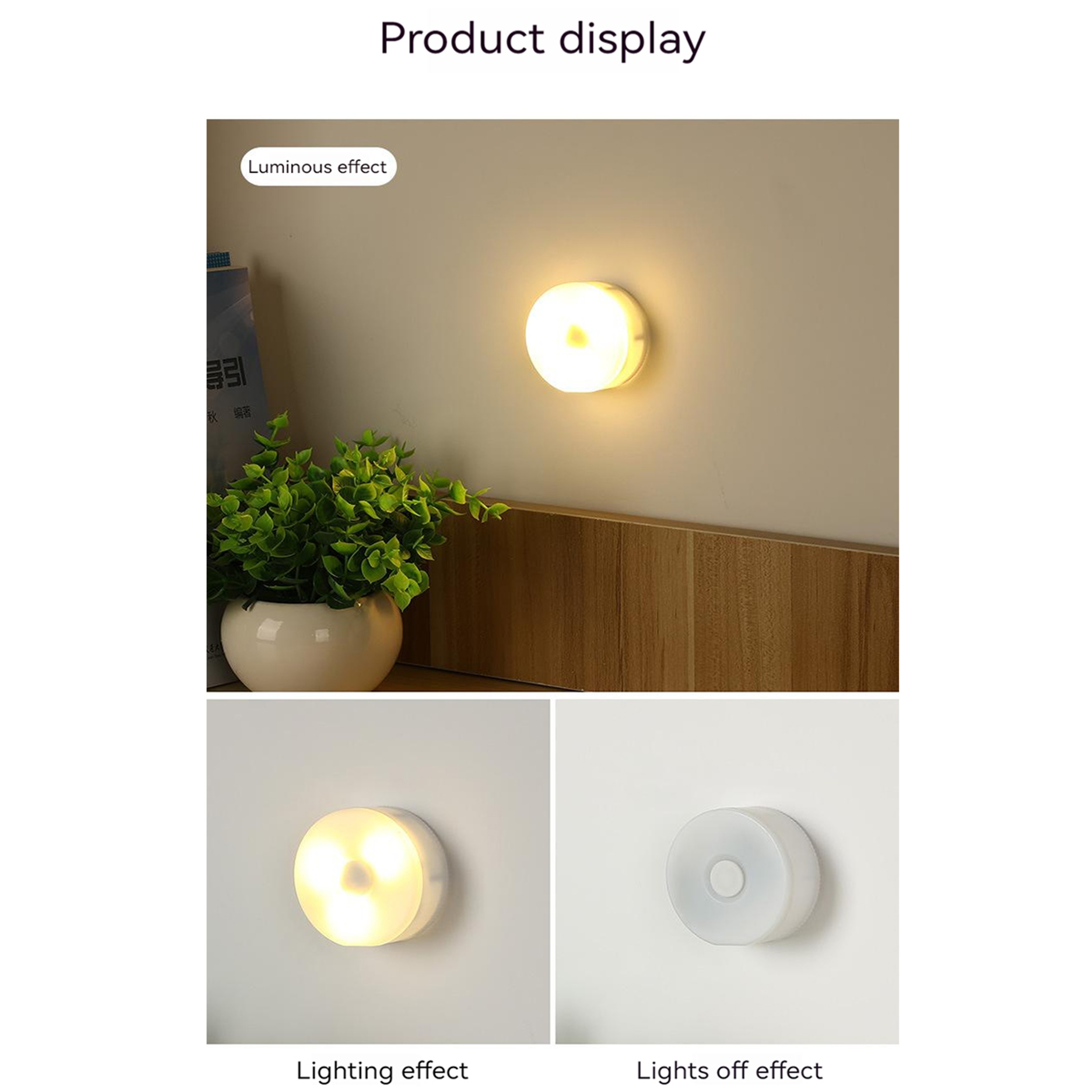 Glow Ease LED Night Light Battery Powered Bedside  Closet Lamp With Lighting Modes 3
