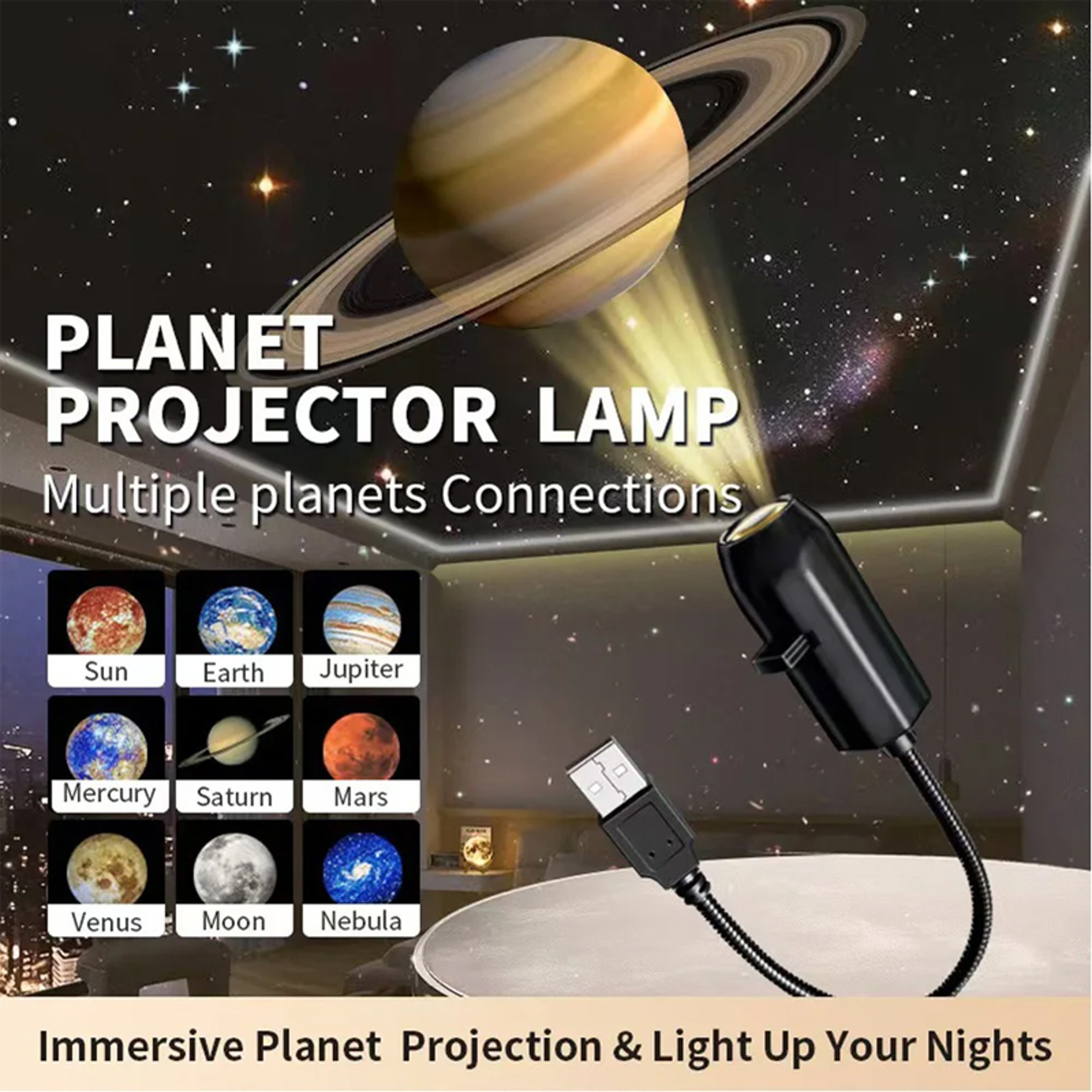 Celestial Glow Galaxy Projector Moon  Earth Starry Sky USB Night Light 1
