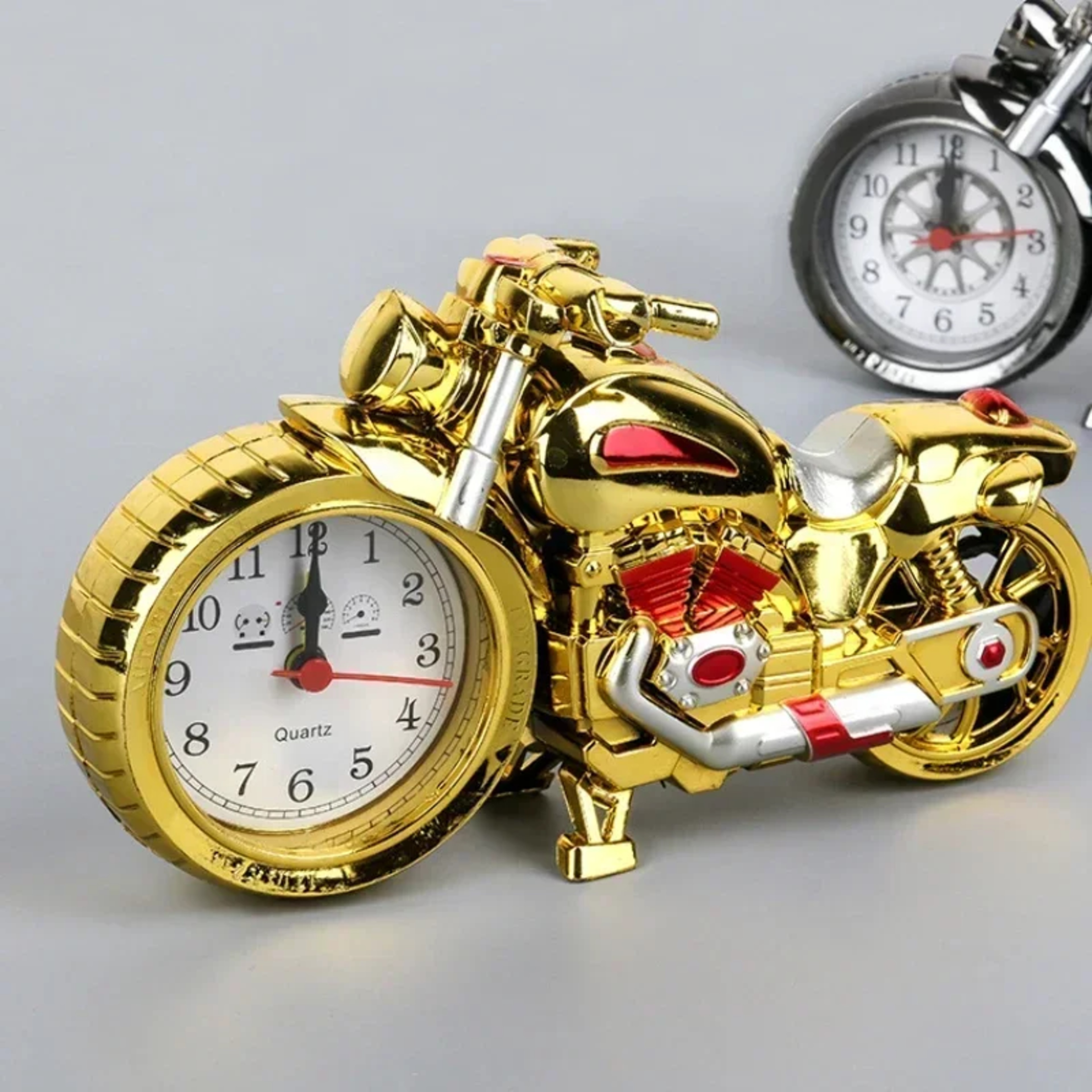Retro Motorcycle Alarm Clock Vintage Desk Clock for Motorcycle Decor & Gifts – view 2