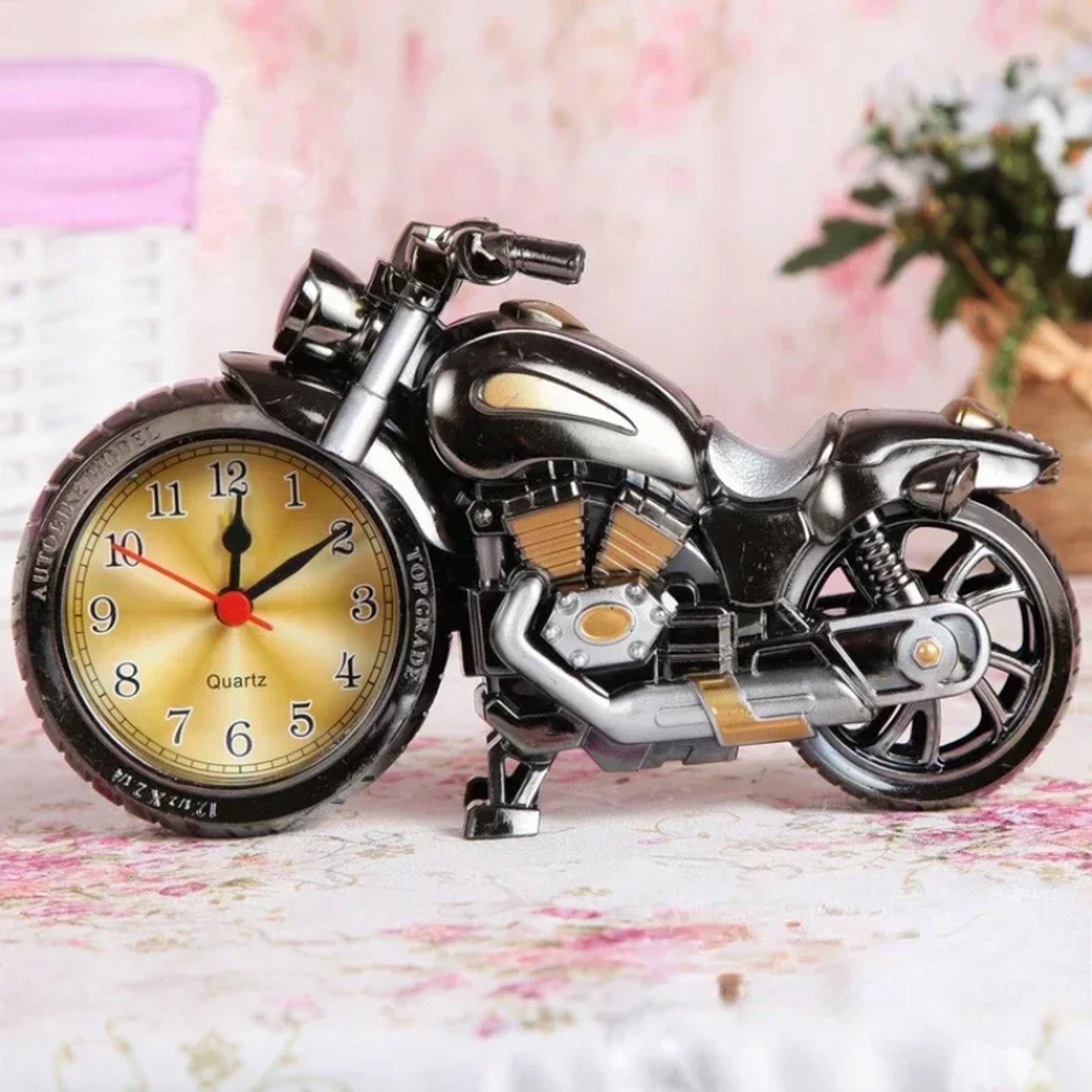 Retro Motorcycle Alarm Clock Vintage Desk Clock for Motorcycle Decor & Gifts – view 6
