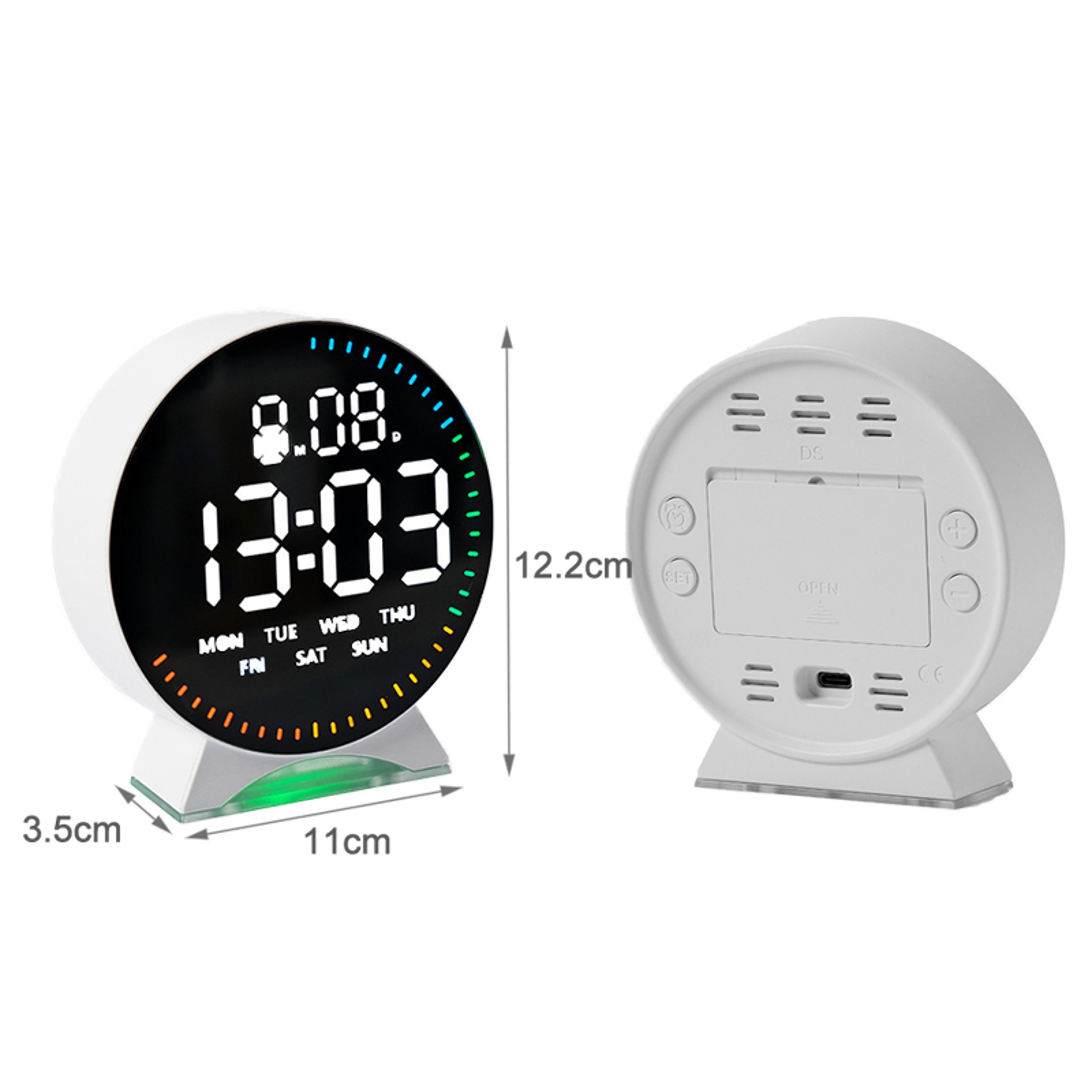 Smart LED Alarm Clock with Ambient Light, Auto Dimming & USB Digital Desk Clock – view 2