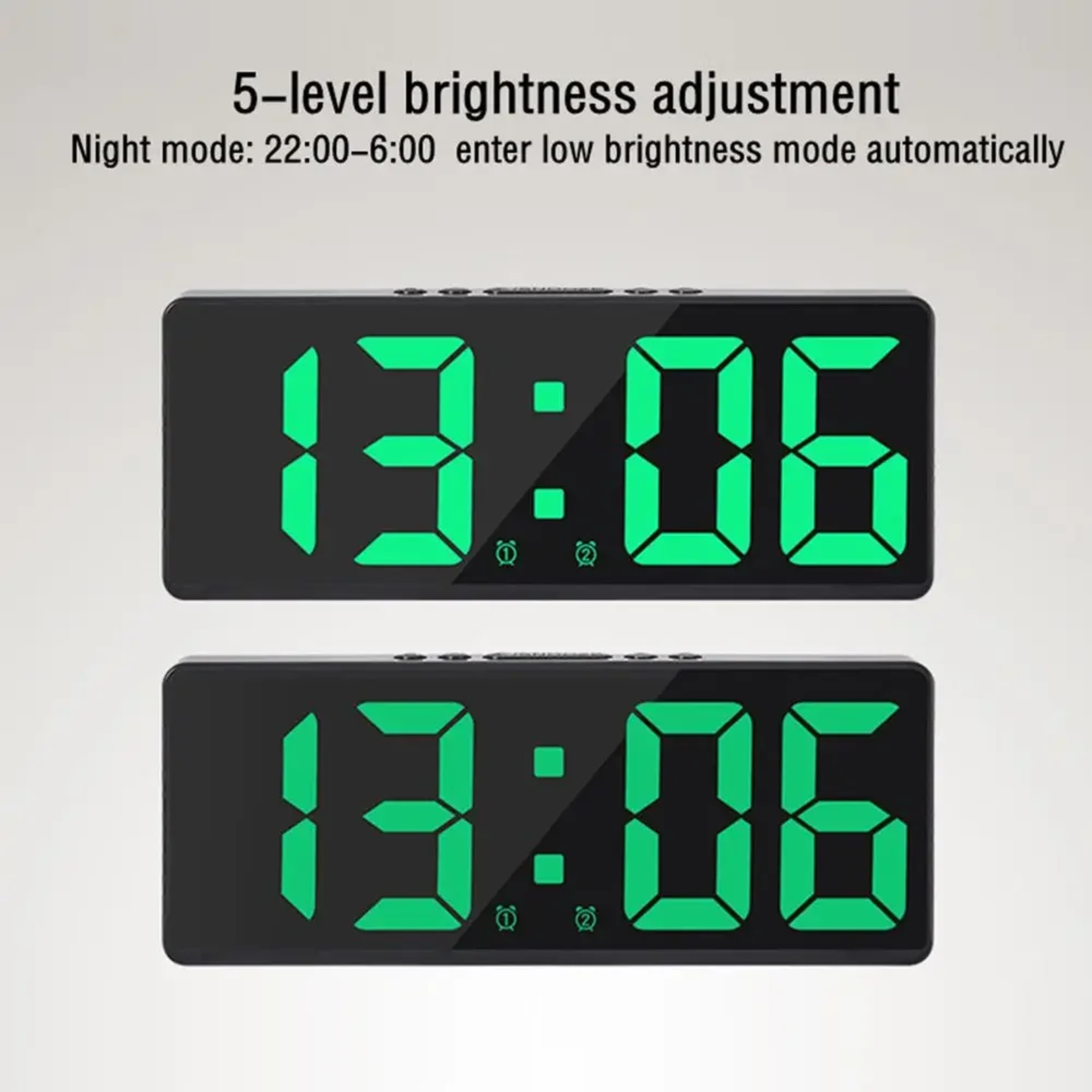 Smart LED Digital Alarm Clock With Large Display Temperature Calendar  Night Light 1
