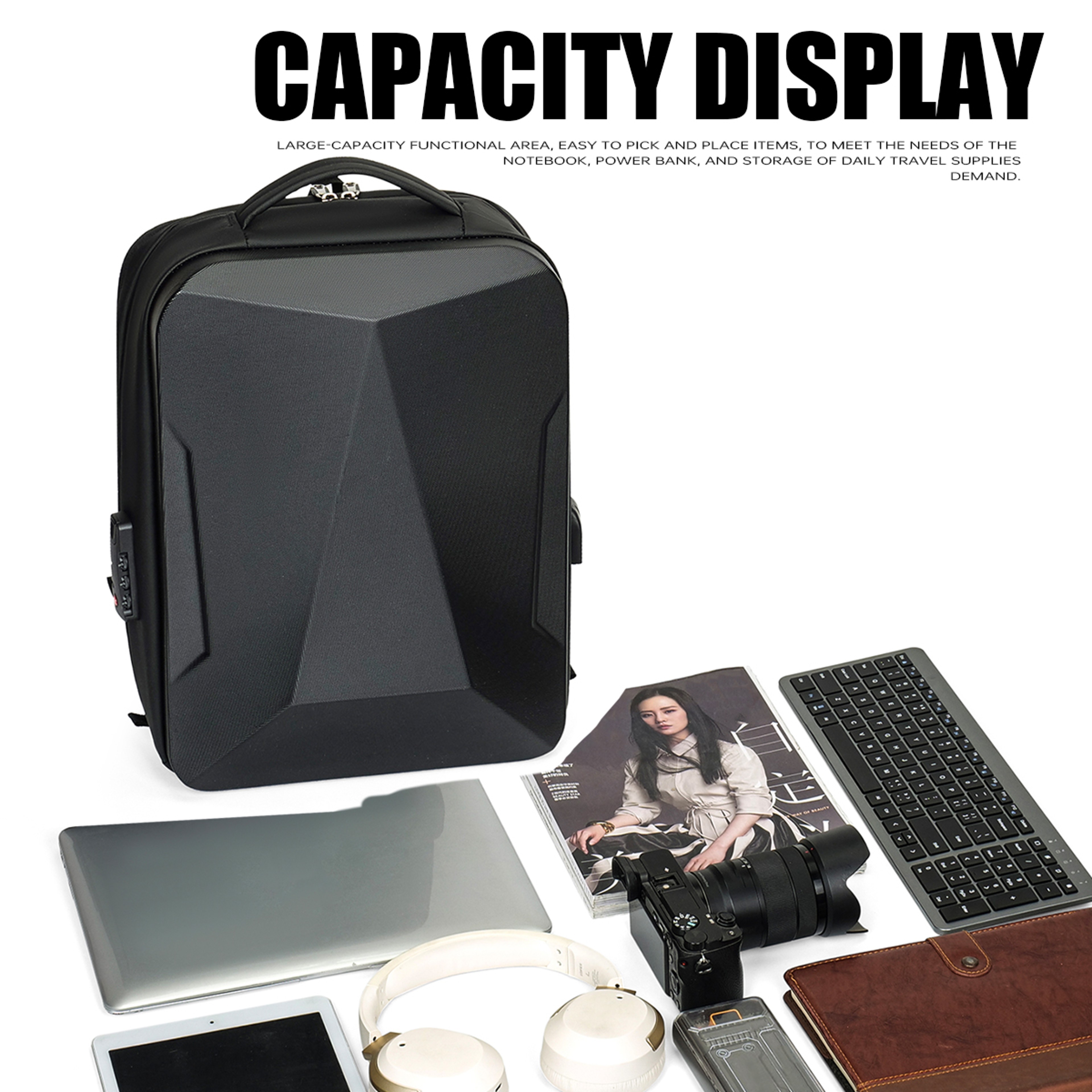 Expandable Hard Shell Laptop Backpack Large Capacity Business Travel Bag 2