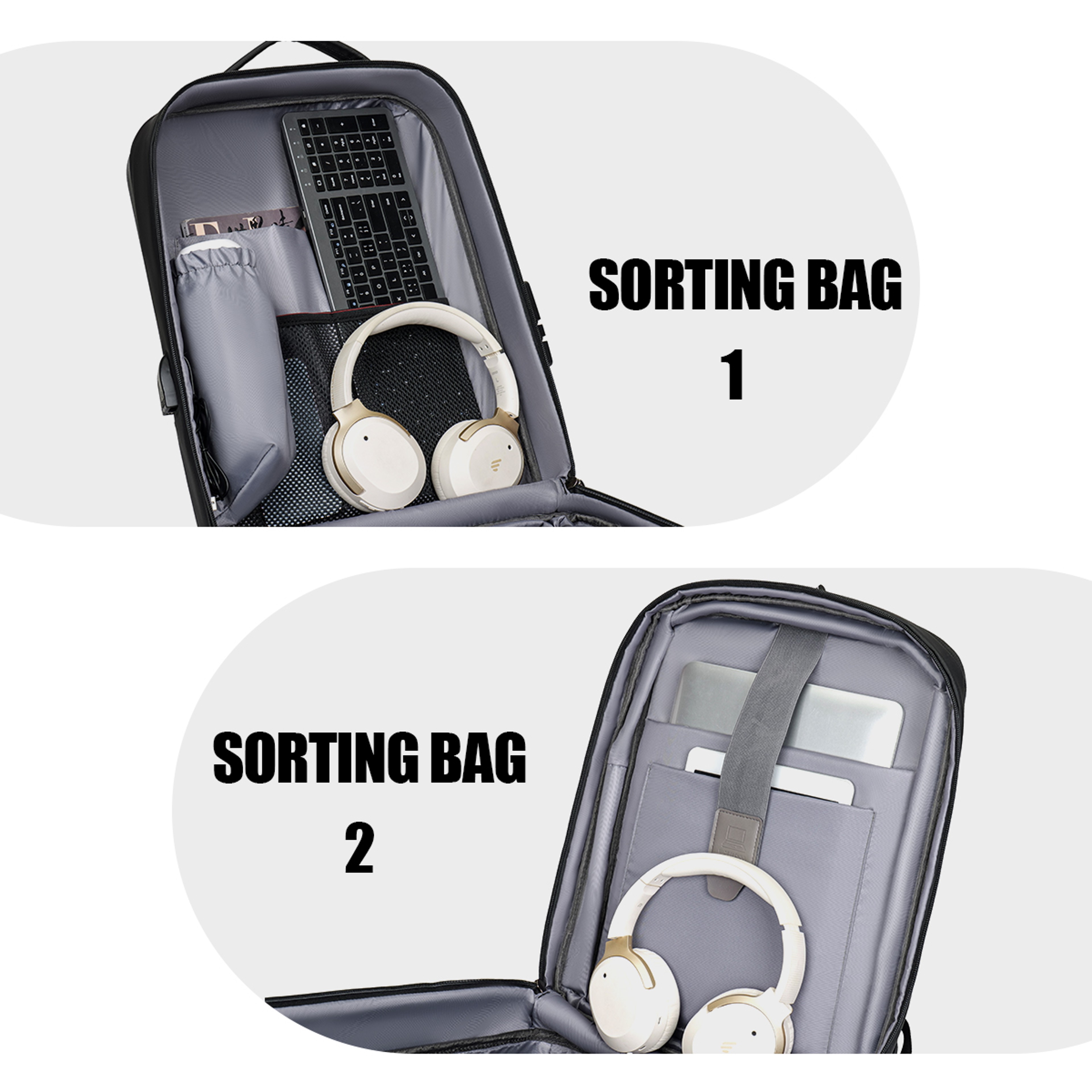 Expandable Hard Shell Laptop Backpack Large Capacity Business Travel Bag 4
