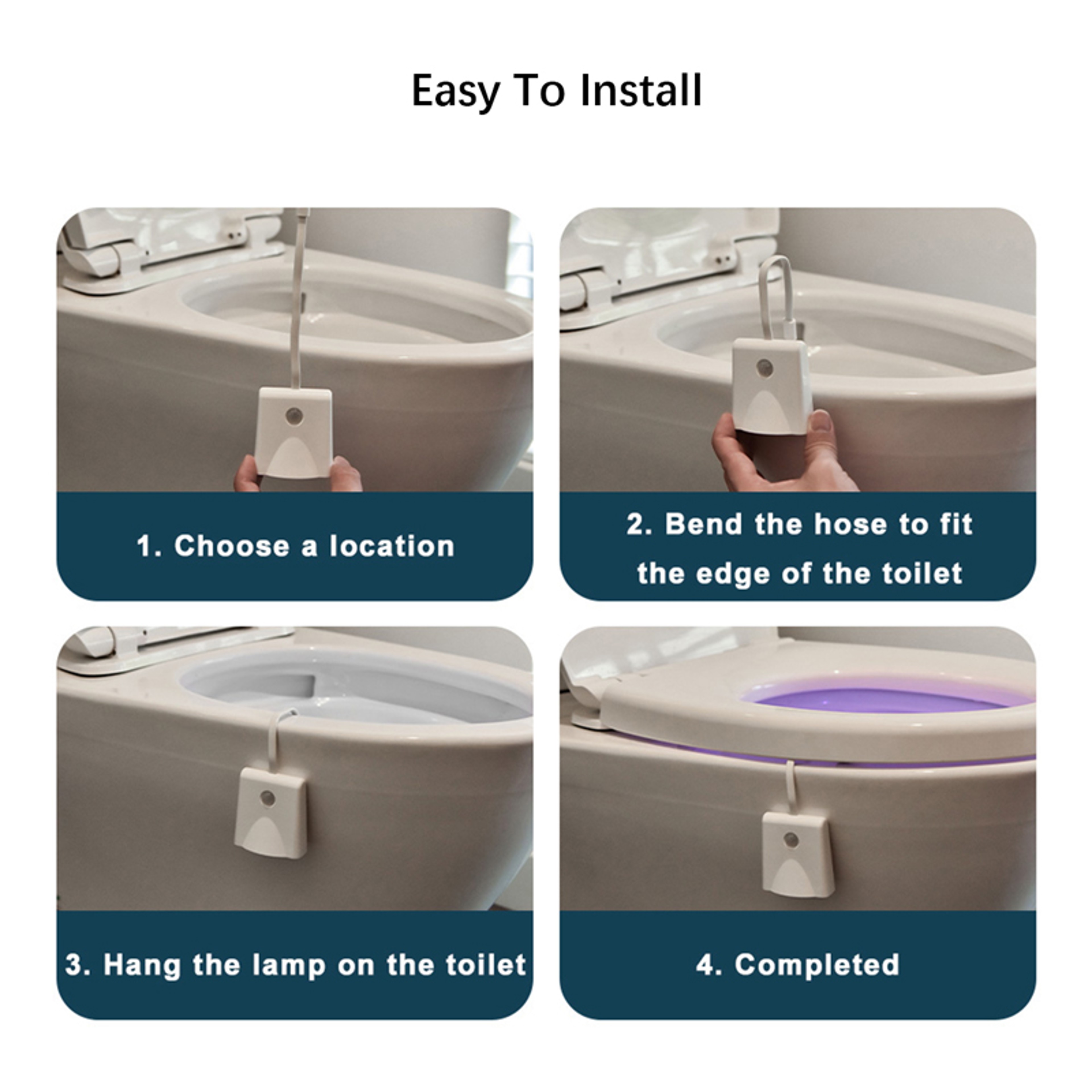 Motion Sensor Toilet Night Light Color Changing LED Bathroom Toilet Bowl Light 4
